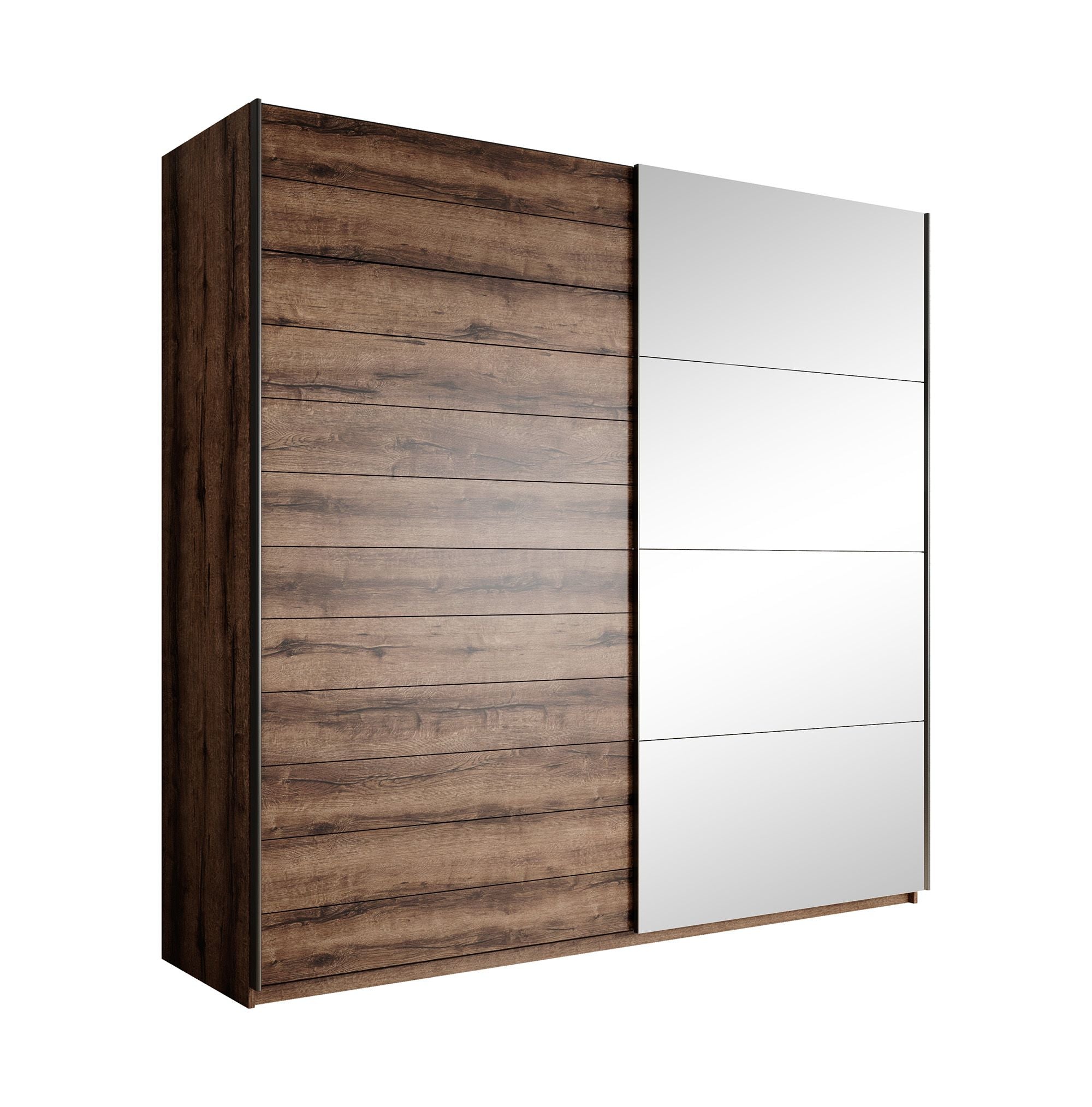 Brown - Kledingkast met schuifdeuren - Eiken - 200x57x210 cm