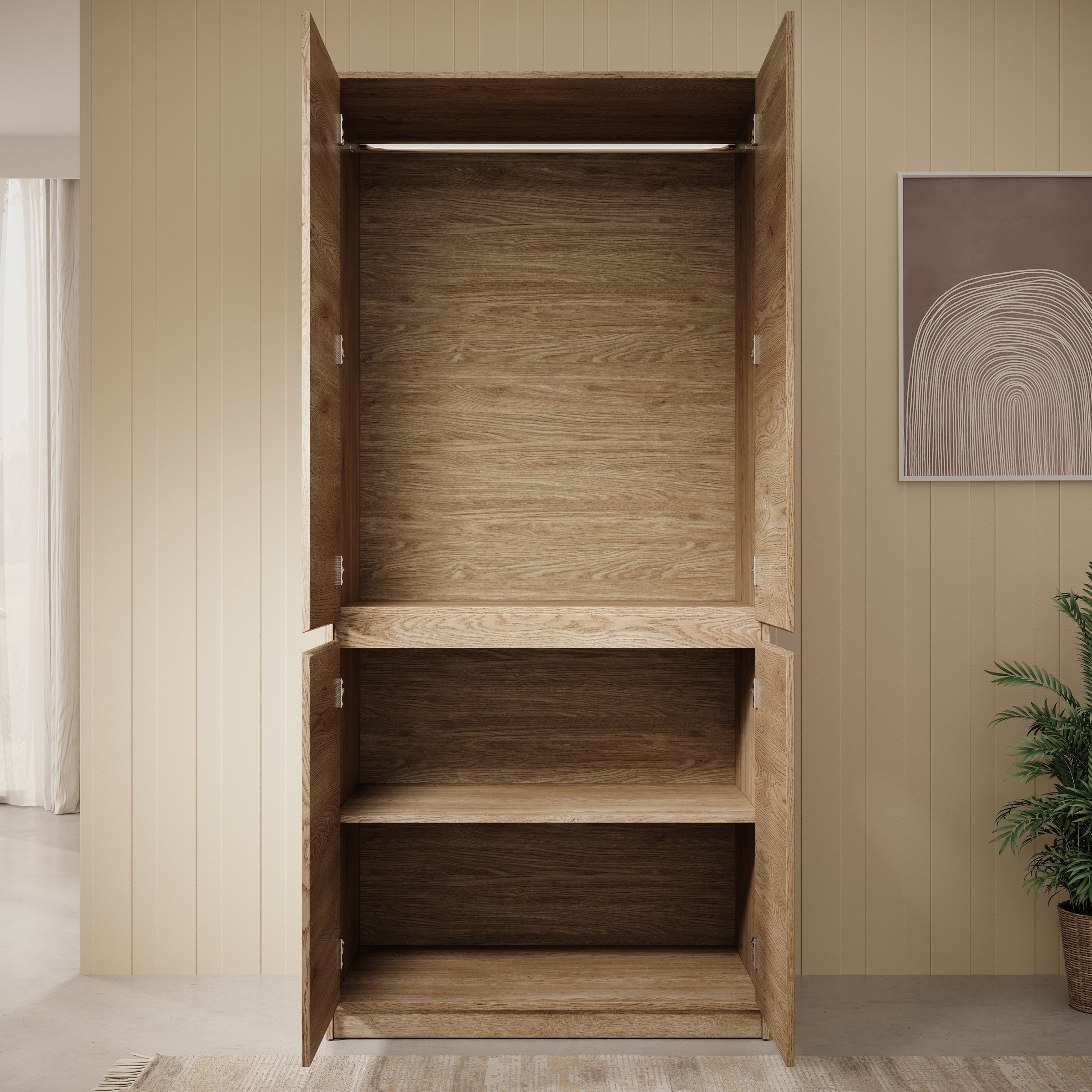Cuarto - Kledingkast 4-deurs - Eiken - 91x52x198 cm