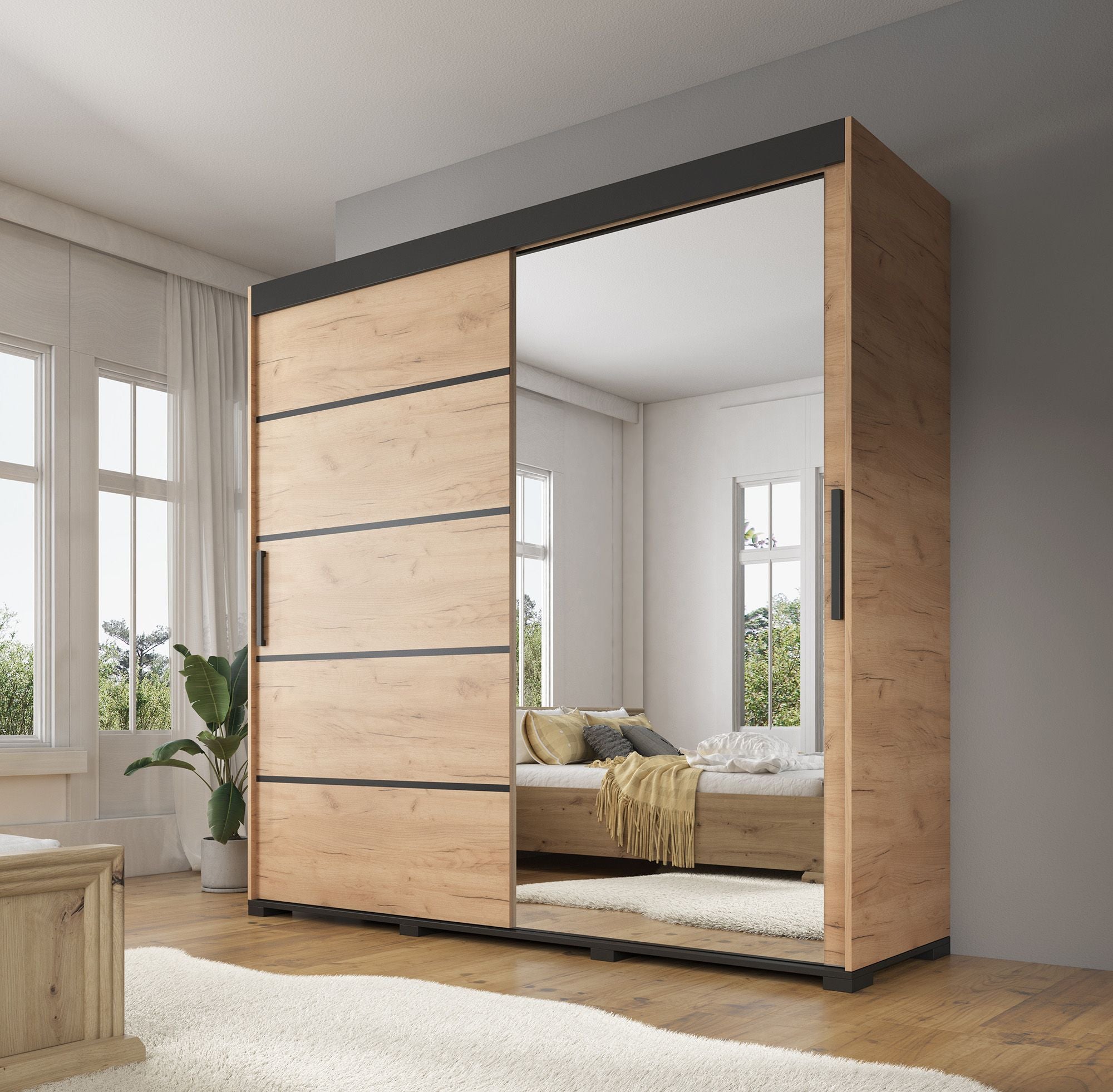 Kledingkast Lima 1 Eiken Bruin/Wit 153cm / Ventura Design - Ventura Design Kledingkast Lima 1 Eiken Bruin/Wit 153cm / Ventura Design - Ventura Design