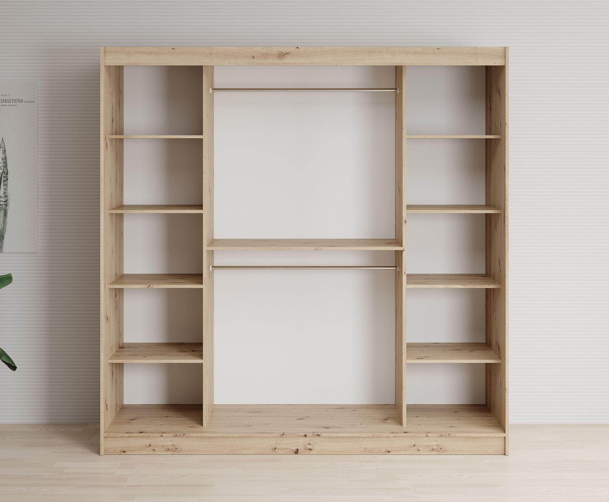 Lisbon 2 - Kledingkast met schuifdeuren - Eiken - 200x62x200 cm