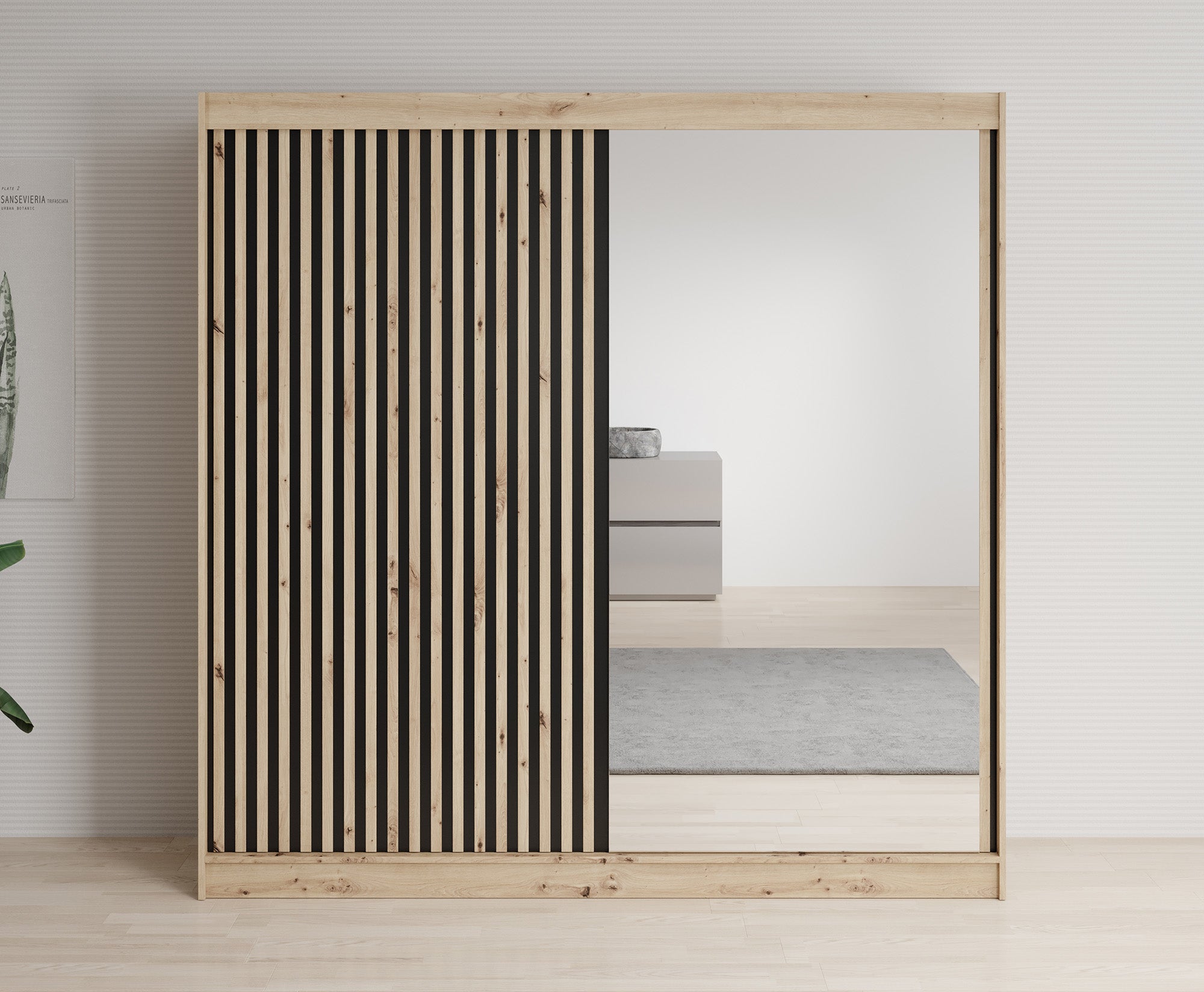 Lisbon 2 - Kledingkast met schuifdeuren - Eiken - 200x62x200 cm