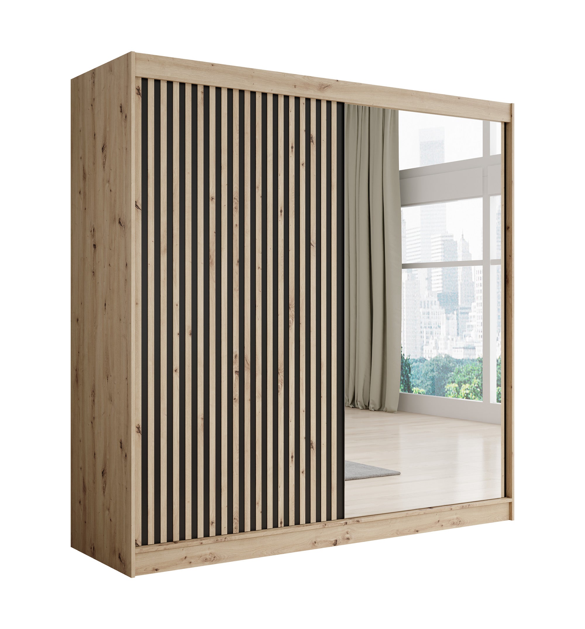 Lisbon 2 - Kledingkast met schuifdeuren - Eiken - 200x62x200 cm