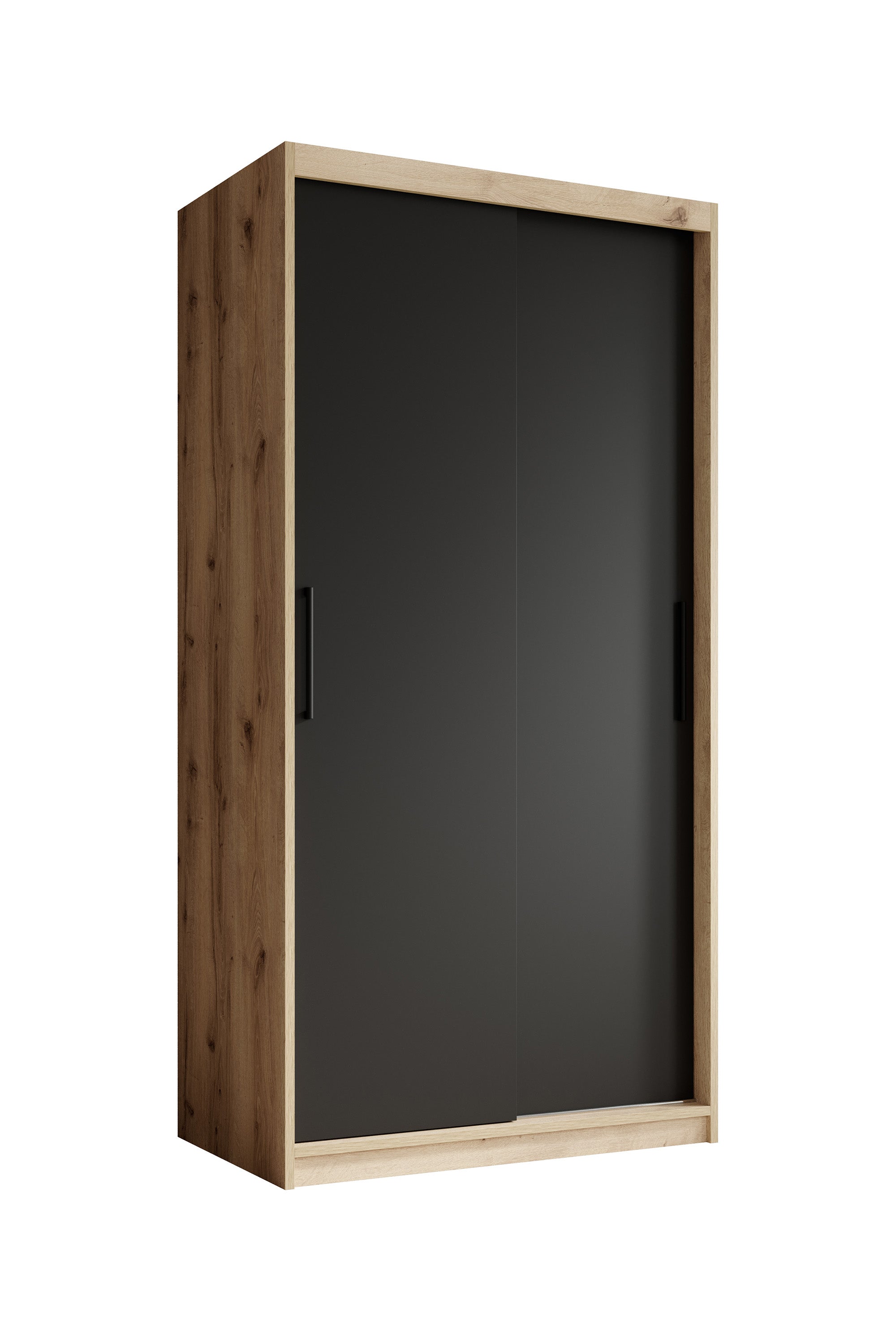 Luxor - Kledingkast met schuifdeuren - Zwart/eiken - 100x62x200 cm