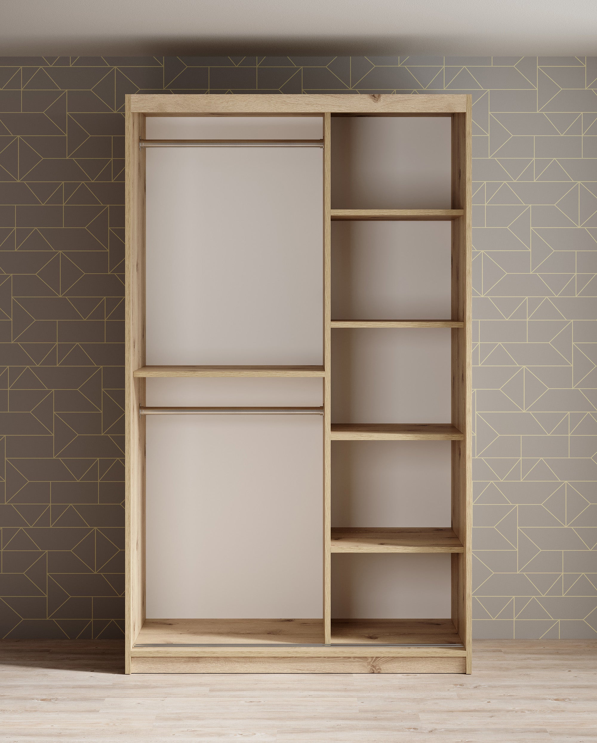 Luxor - Kledingkast met schuifdeuren - Zwart/eiken - 120x62x200 cm