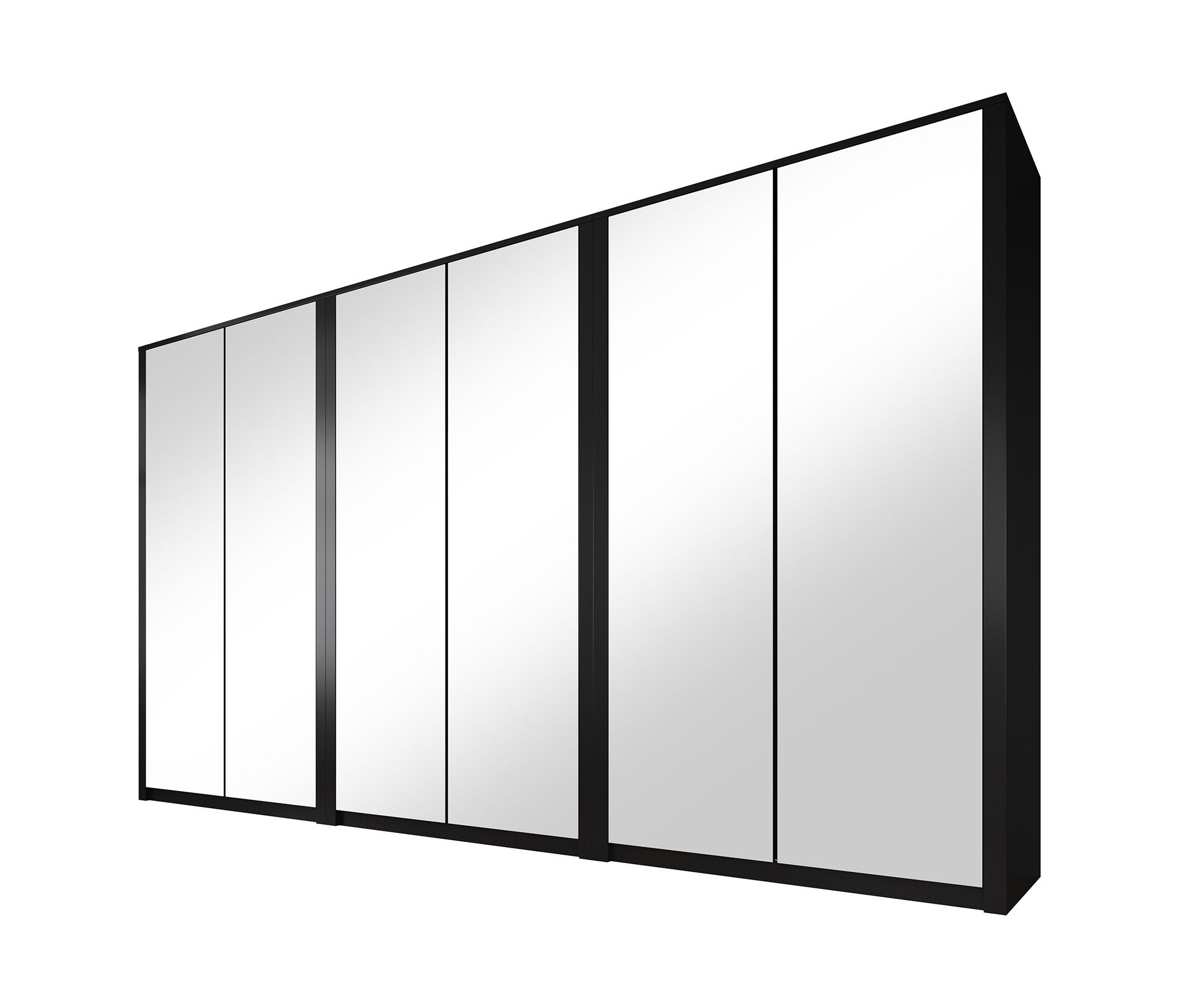 Malibu - Kledingkast 6-deurs - Mat zwart - 340x53x197 cm