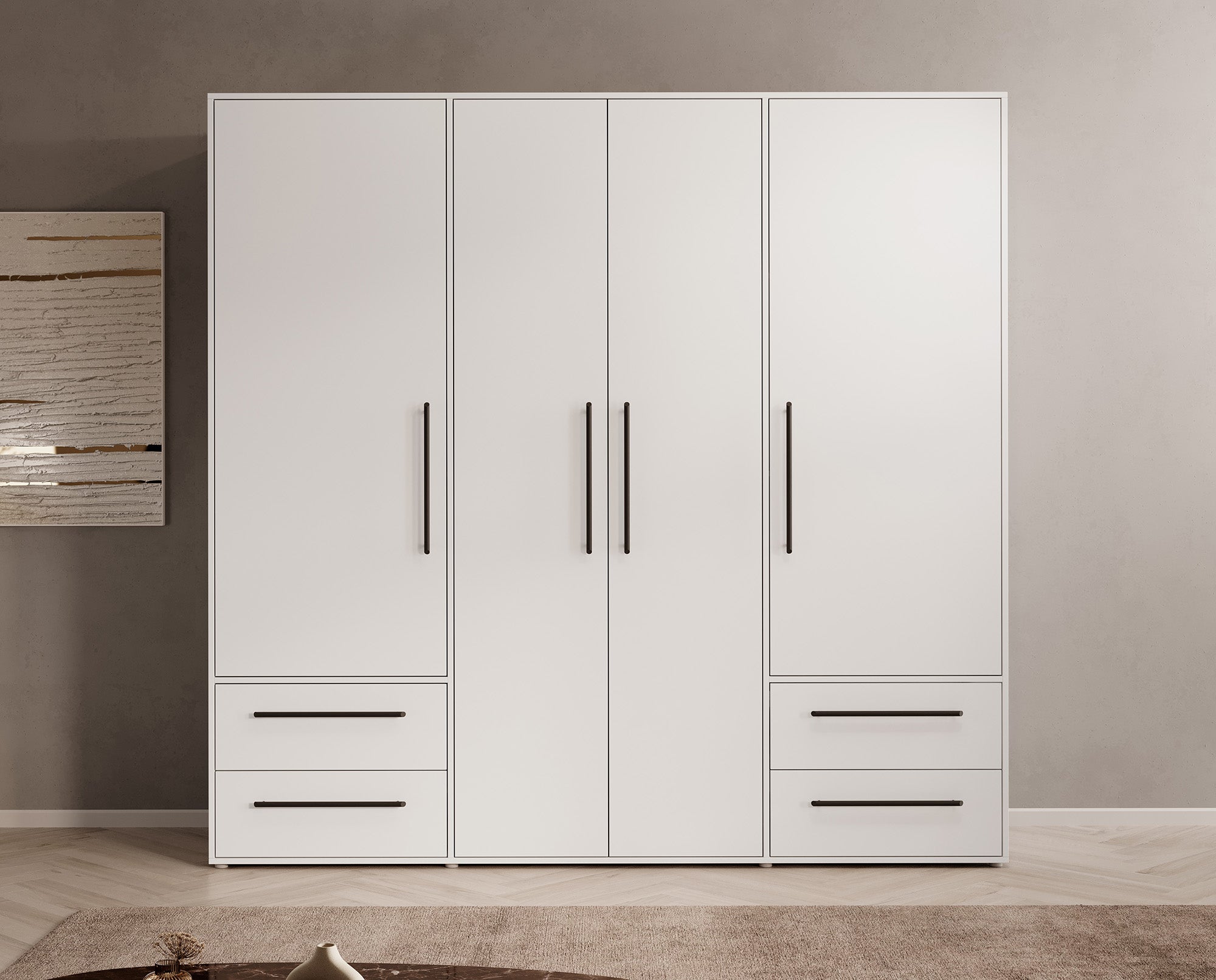 Mayen - Kledingkast 4 deuren - Wit - 206x59x200 cm