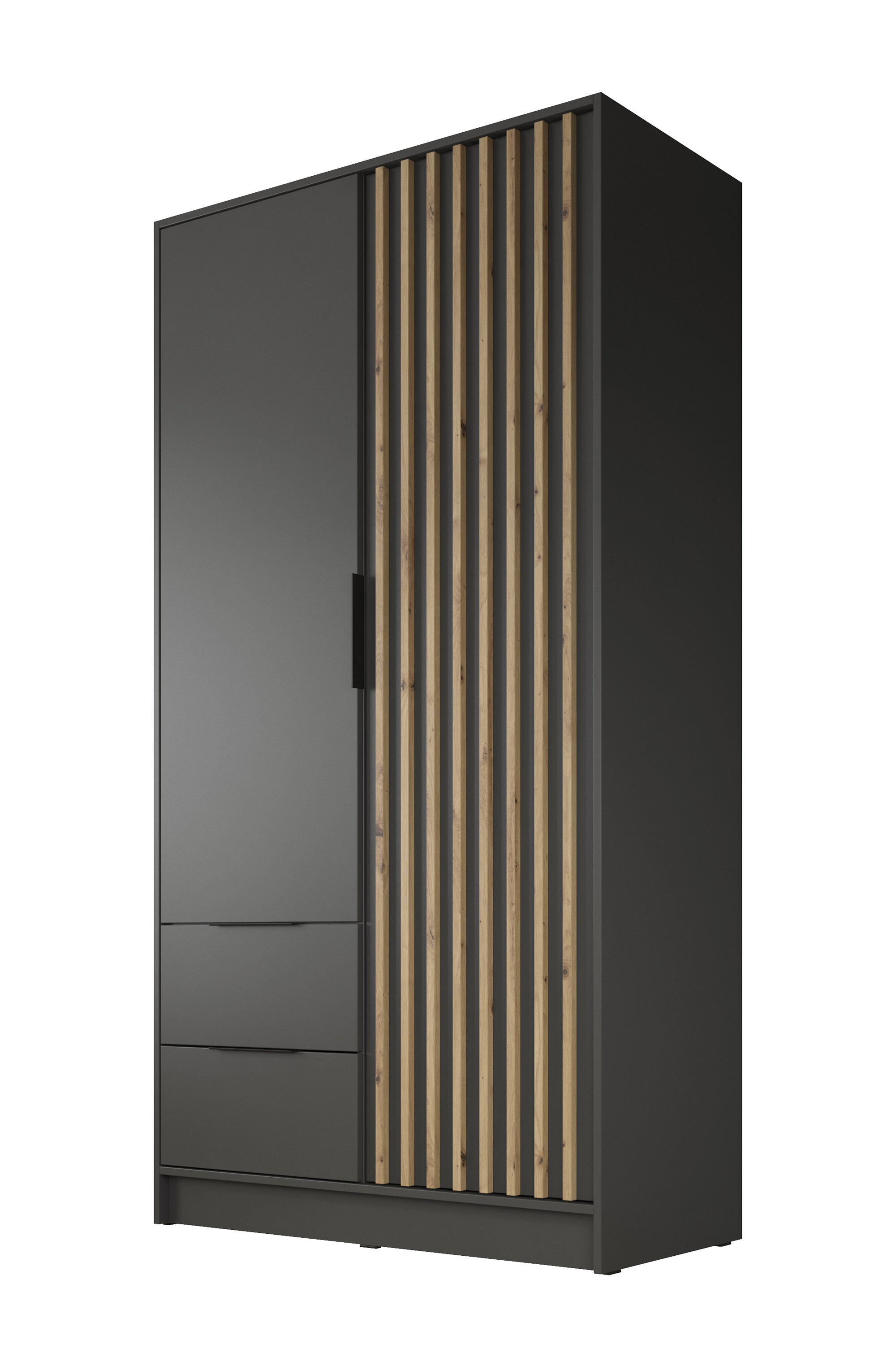 Nairobi - Kledingkast 2-deurs - Antraciet/eiken  - 105x51x200 cm
