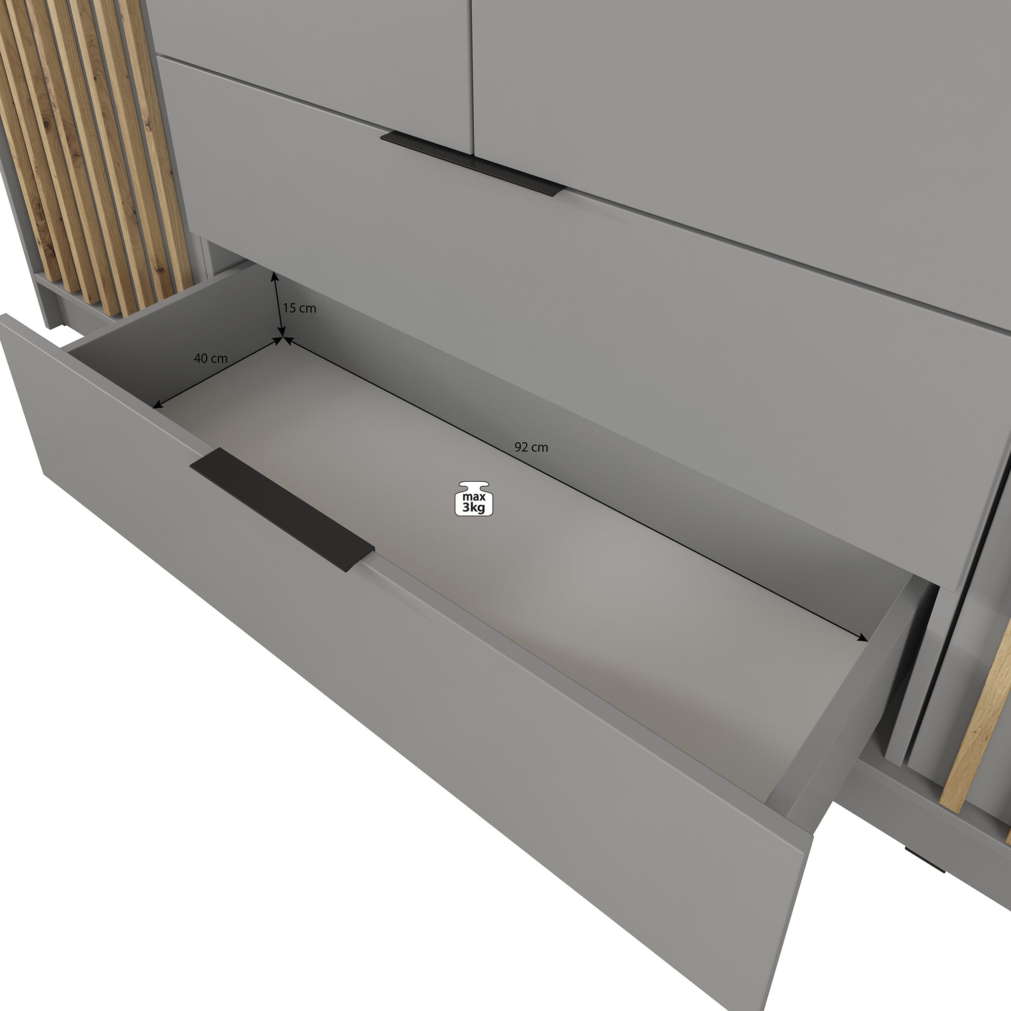 Nairobi - Kledingkast 4-deurs - Eiken/zwart  - 206x51x200 cm