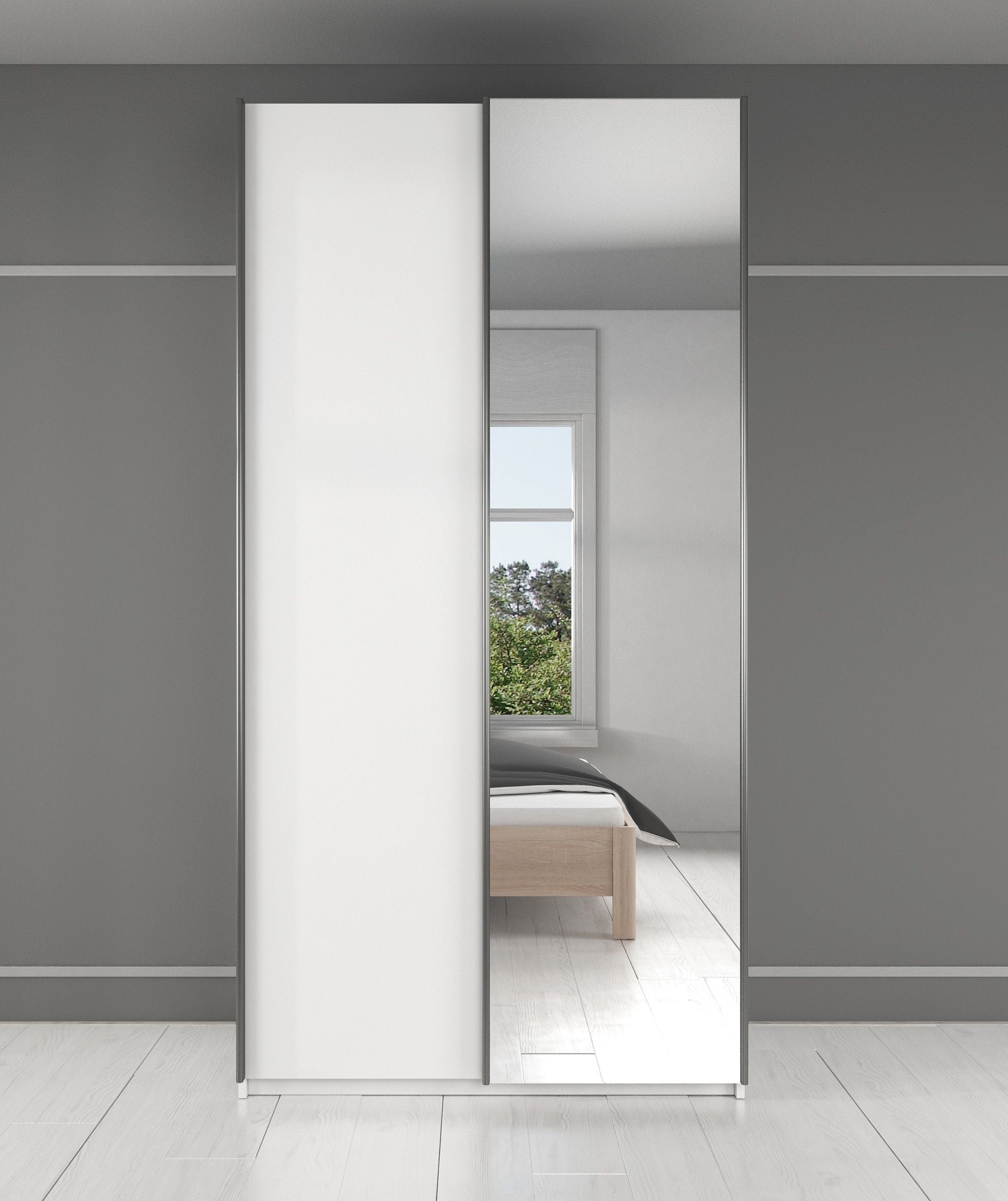 Rocky - Kledingkast met schuifdeuren - Wit - 100x64x216 cm