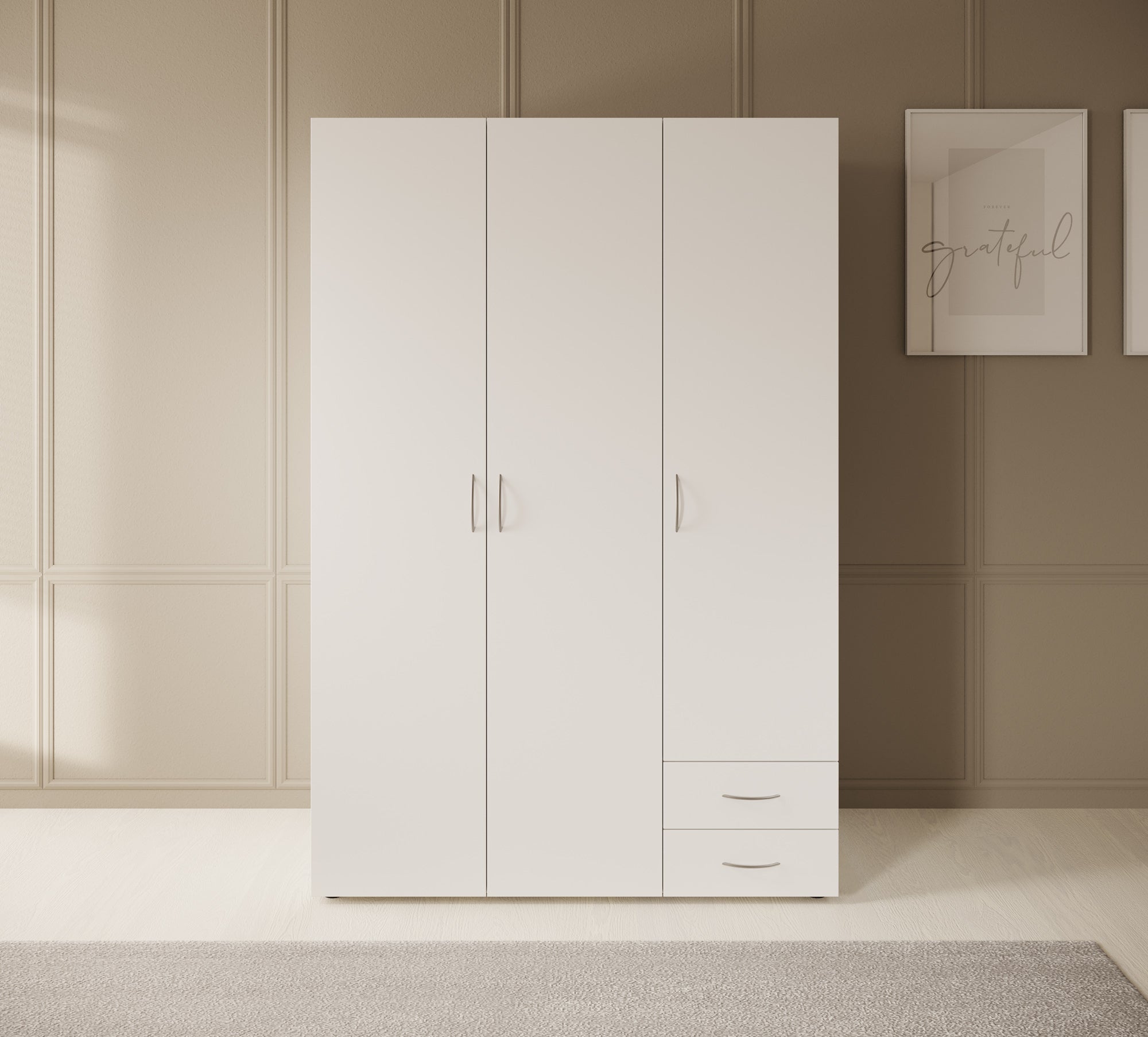 Serra - Kledingkast 3-deurs - Wit - 120x51x177 cm