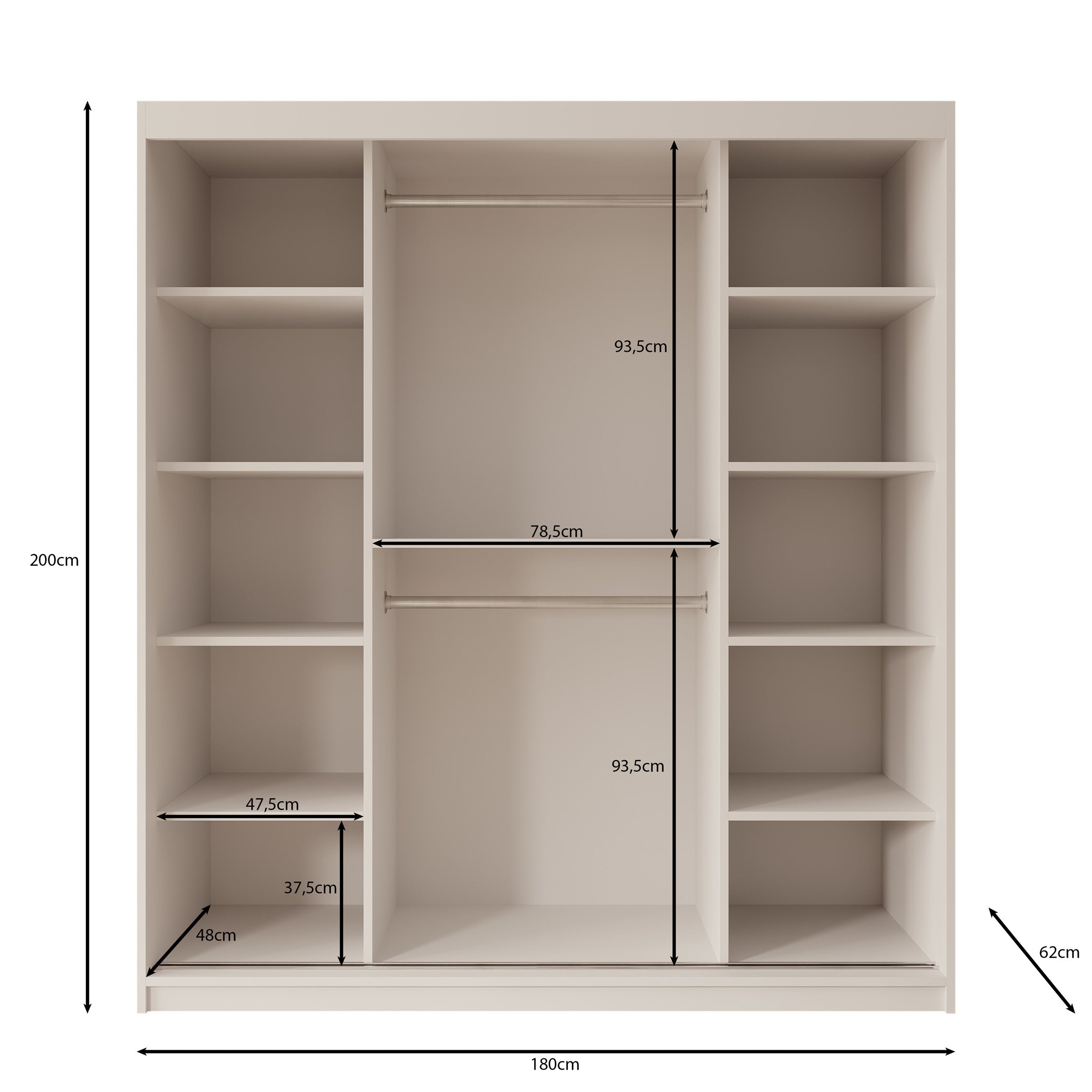 Ulysses - Kledingkast met schuifdeuren - Beige