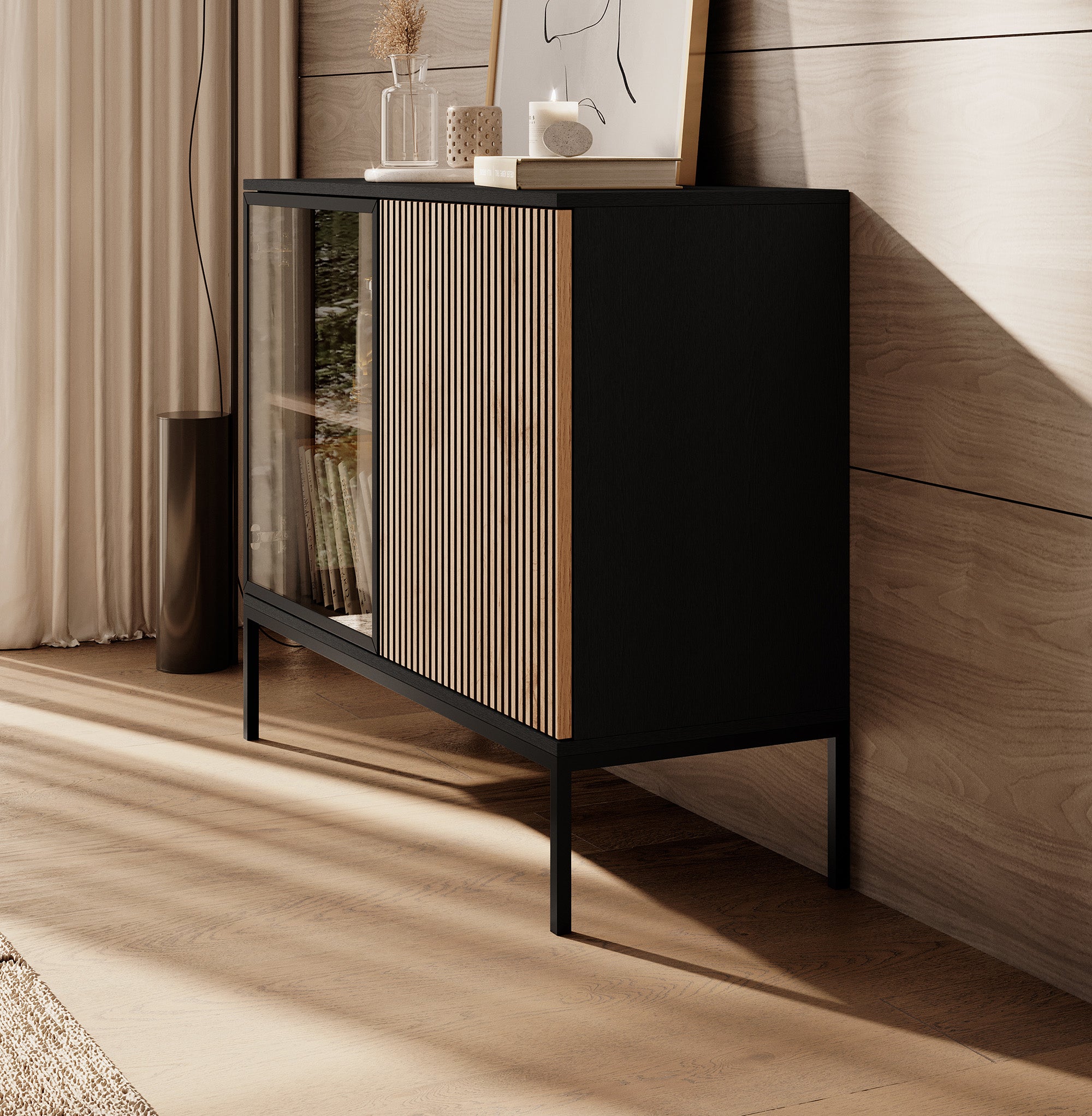 Legend - Dressoir - Zwart/eiken - 104x39x83 cm