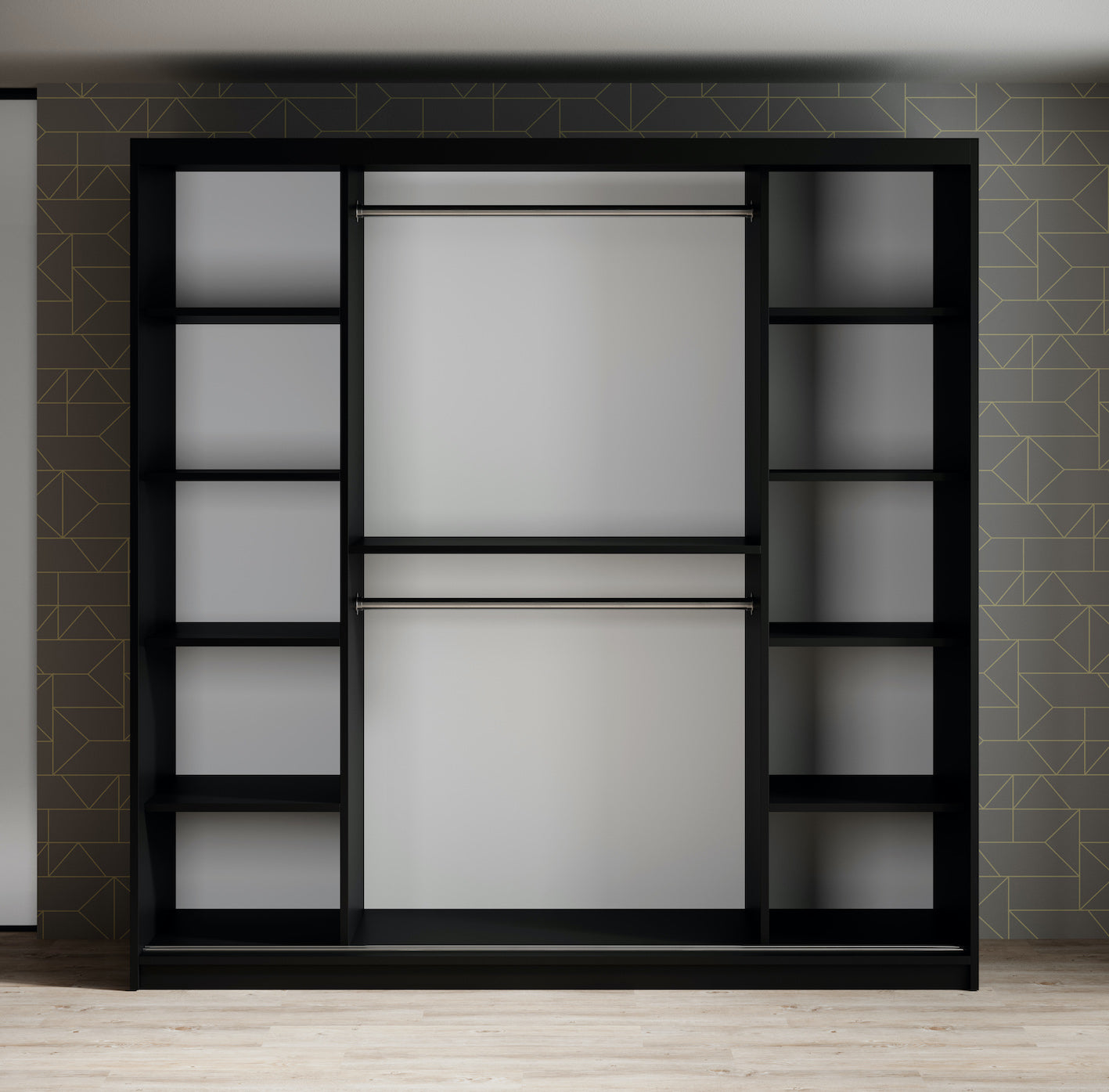 Marmer 2 - Kledinkast met schuifdeuren - Zwart - 200x62x200 cm