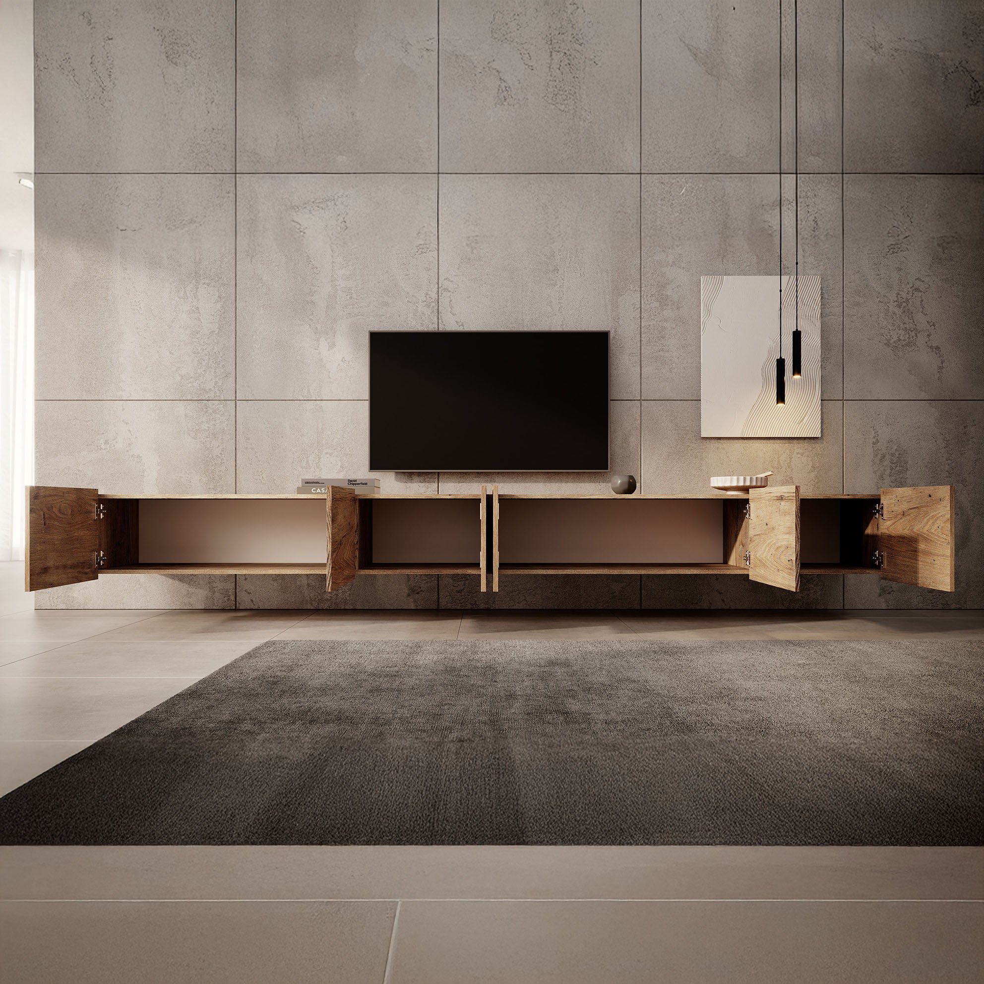 Calabas - TV-Meubel met 6 deuren - Kastanje - 300 cm