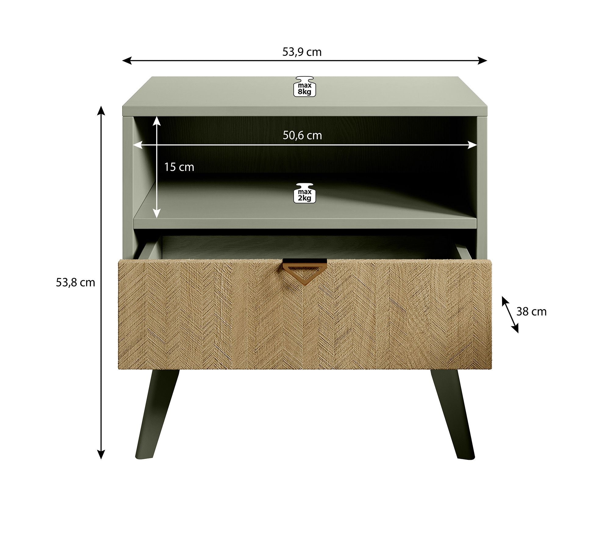 Essence - Nachtkastje - Groen/licht eiken
