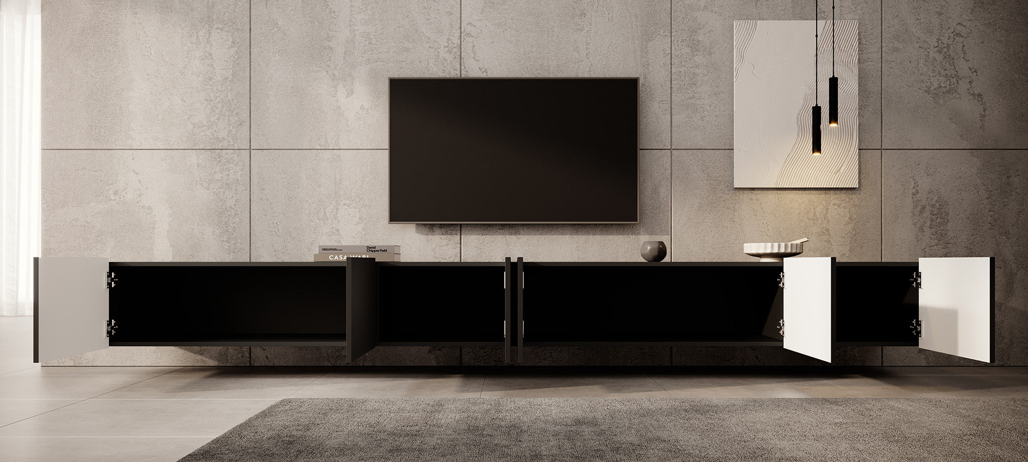 Pepinos - TV-Meubel - Mat zwart - 300 cm