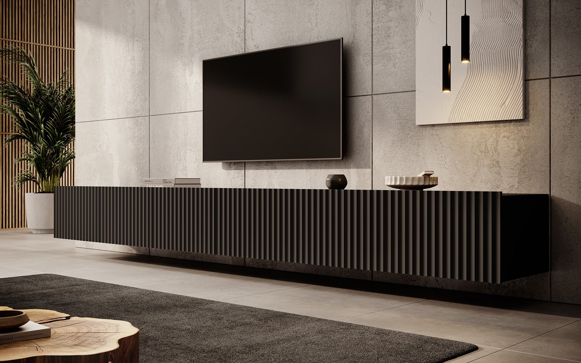Pepinos - TV-Meubel - Mat zwart - 300 cm