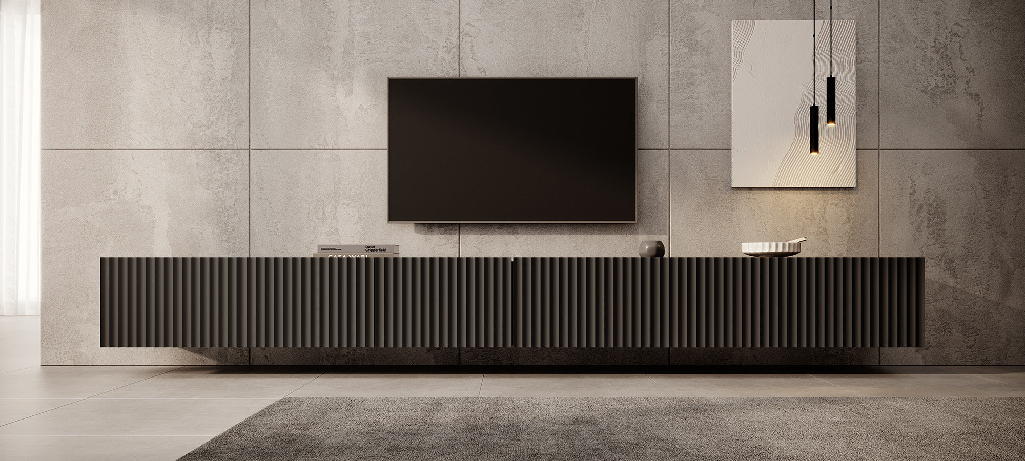 Pepinos - TV-Meubel - Mat zwart - 300 cm