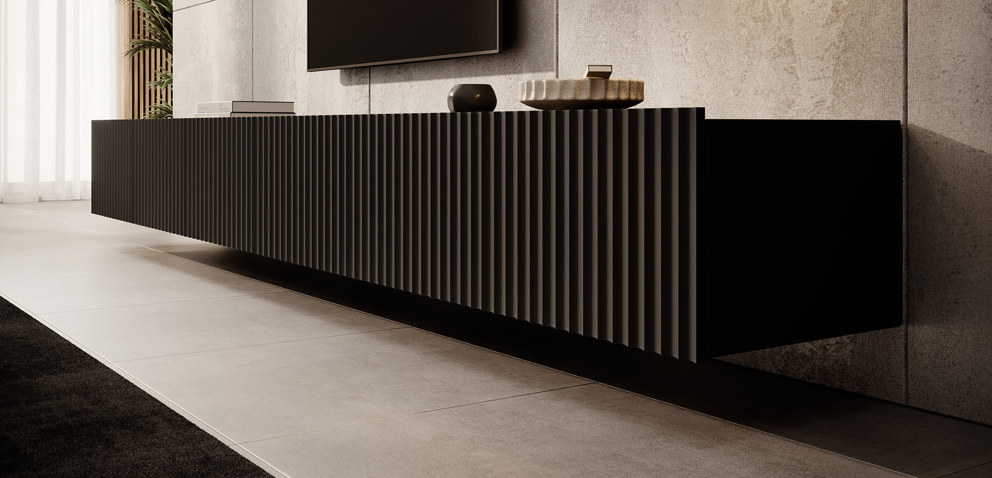 Pepinos - TV-Meubel - Mat zwart - 300 cm
