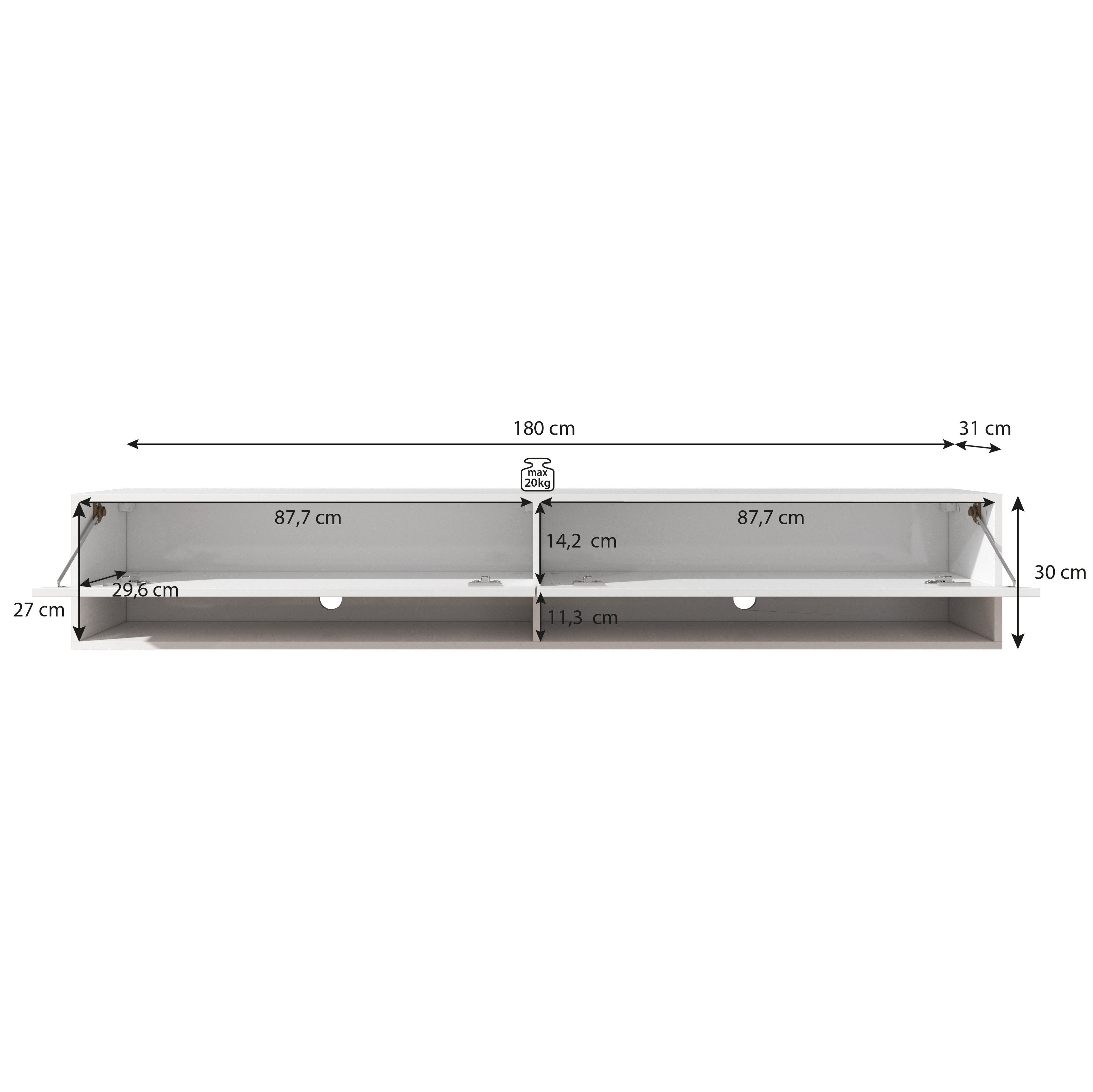 Asino - TV-Meubel  - Mat zwart  - 180 cm