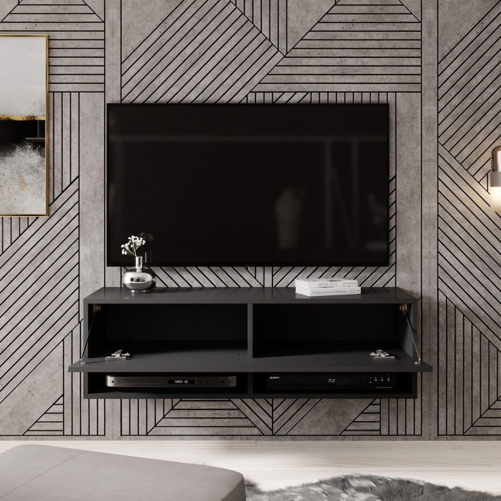 Asino - TV-Meubel  - Mat zwart - 100 cm