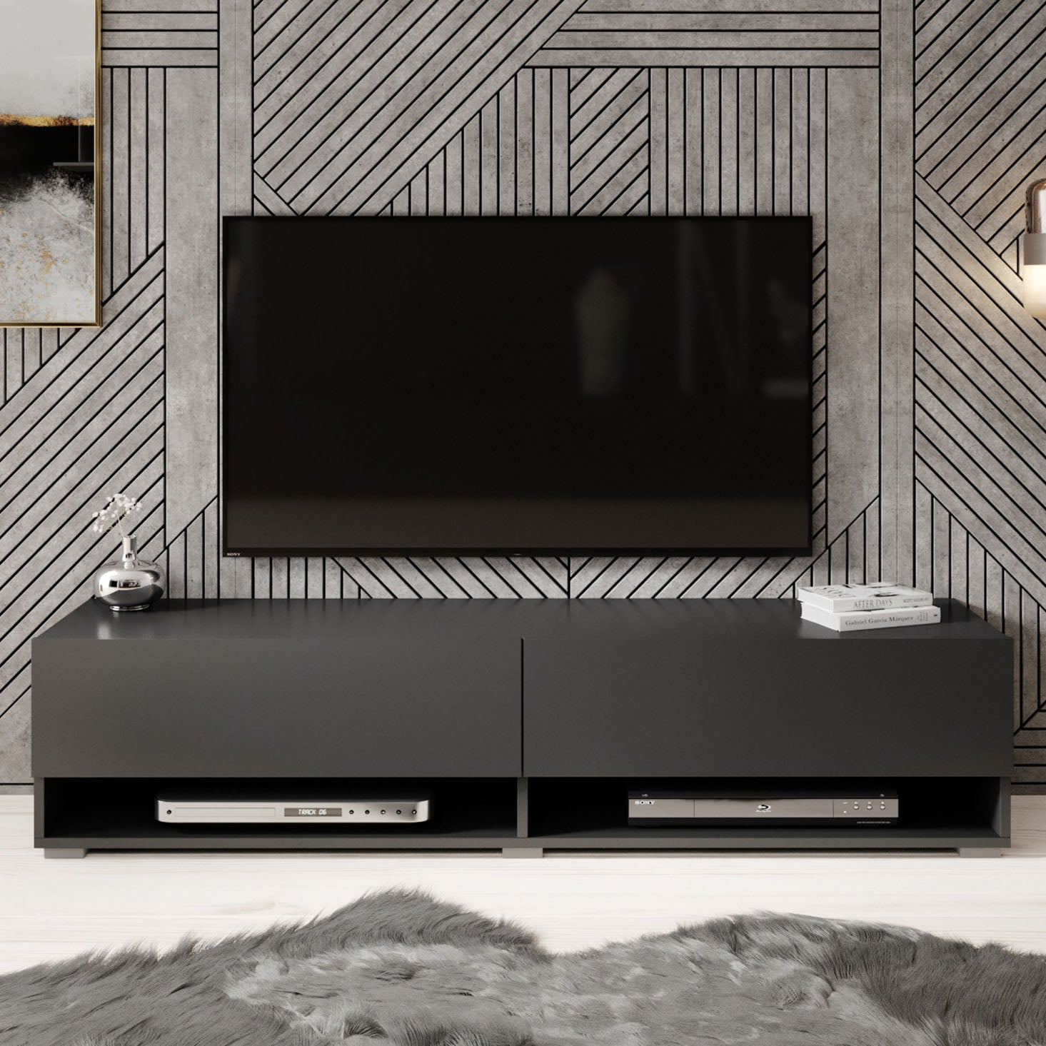 Asino - TV-Meubel  - Mat zwart - 140 cm