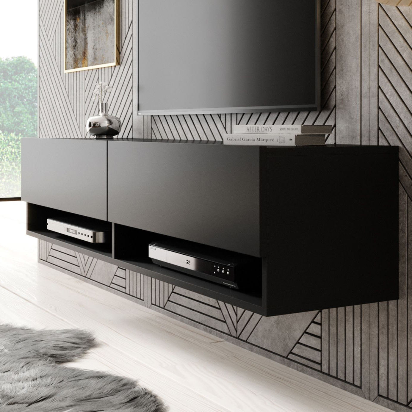 Asino - TV-Meubel  - Mat zwart - 140 cm