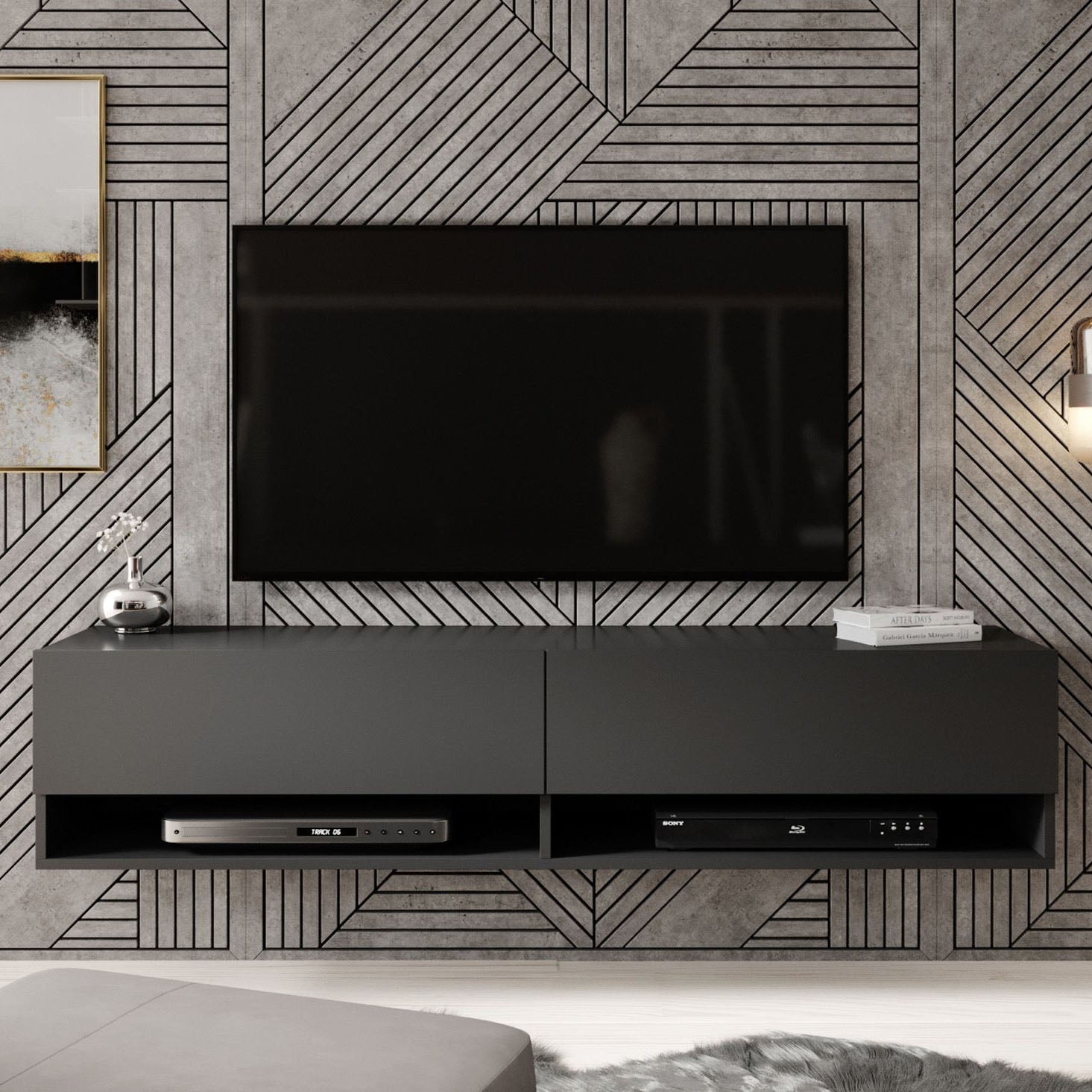 Asino - TV-Meubel  - Mat zwart - 140 cm