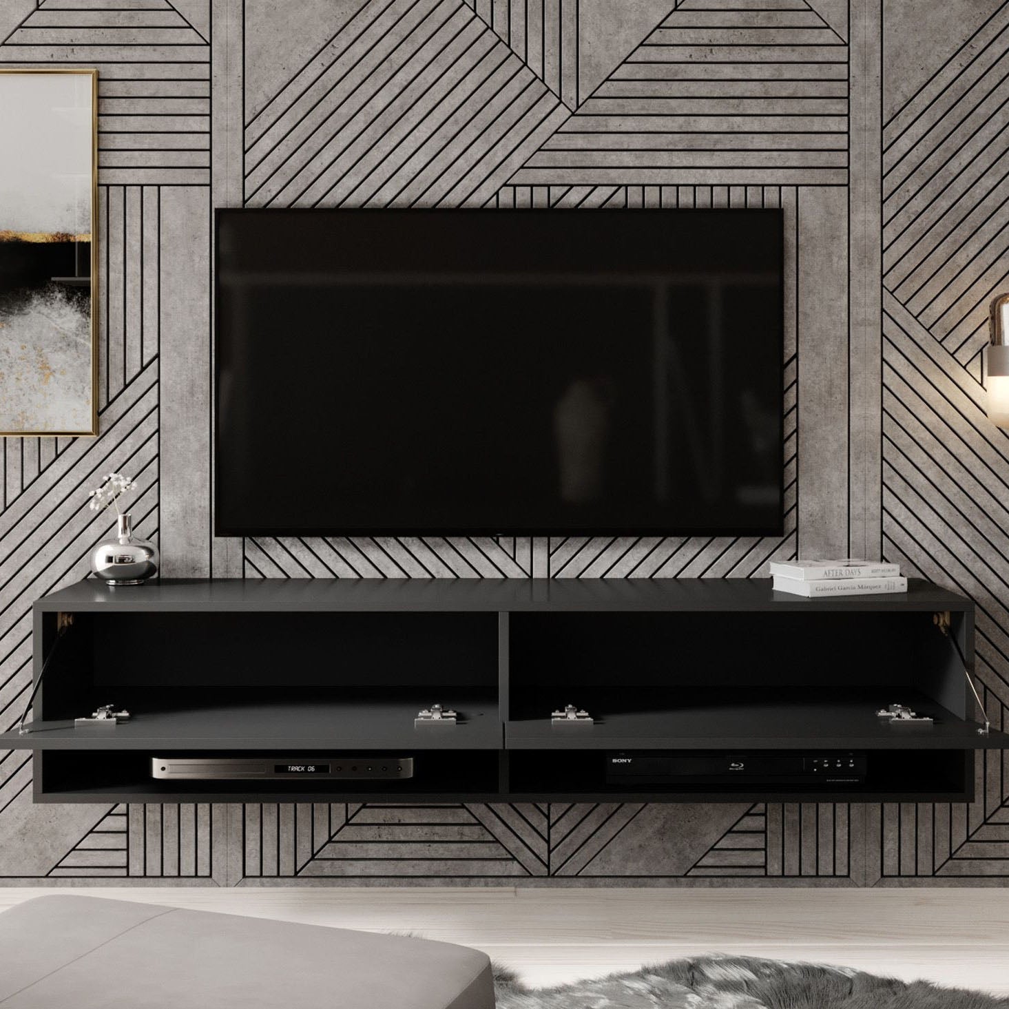 Asino - TV-Meubel  - Mat zwart - 140 cm