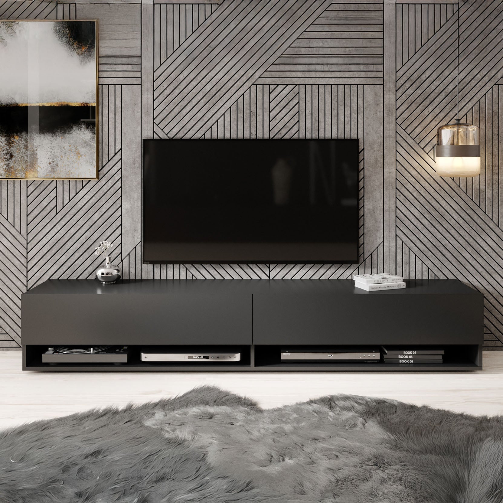 Asino - TV-Meubel  - Mat zwart  - 180 cm