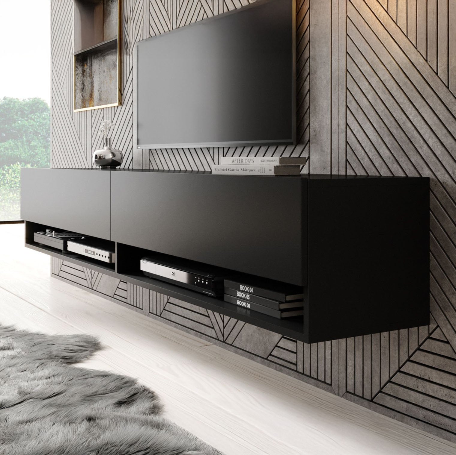 Asino - TV-Meubel  - Mat zwart  - 180 cm