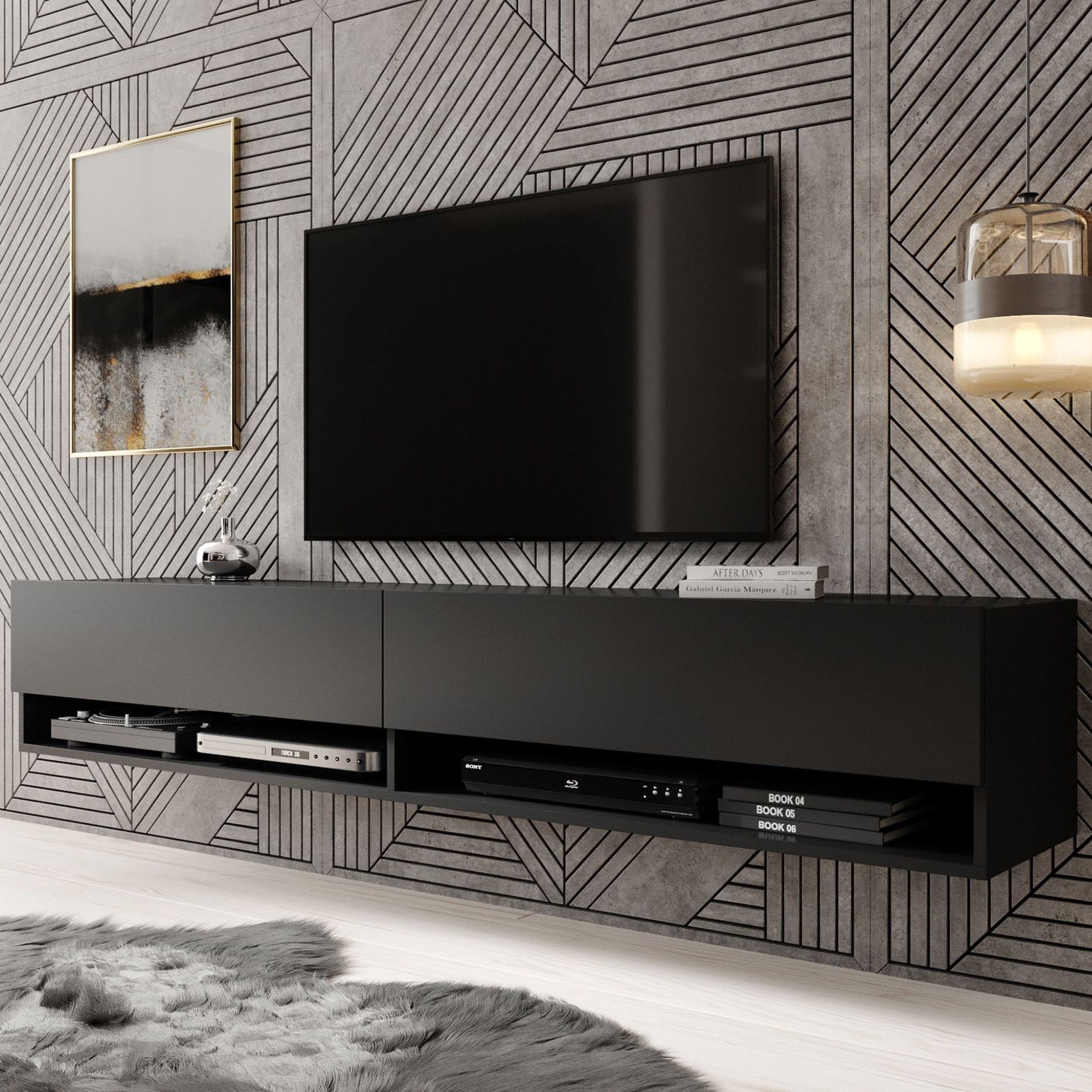 Asino - TV-Meubel  - Mat zwart  - 180 cm