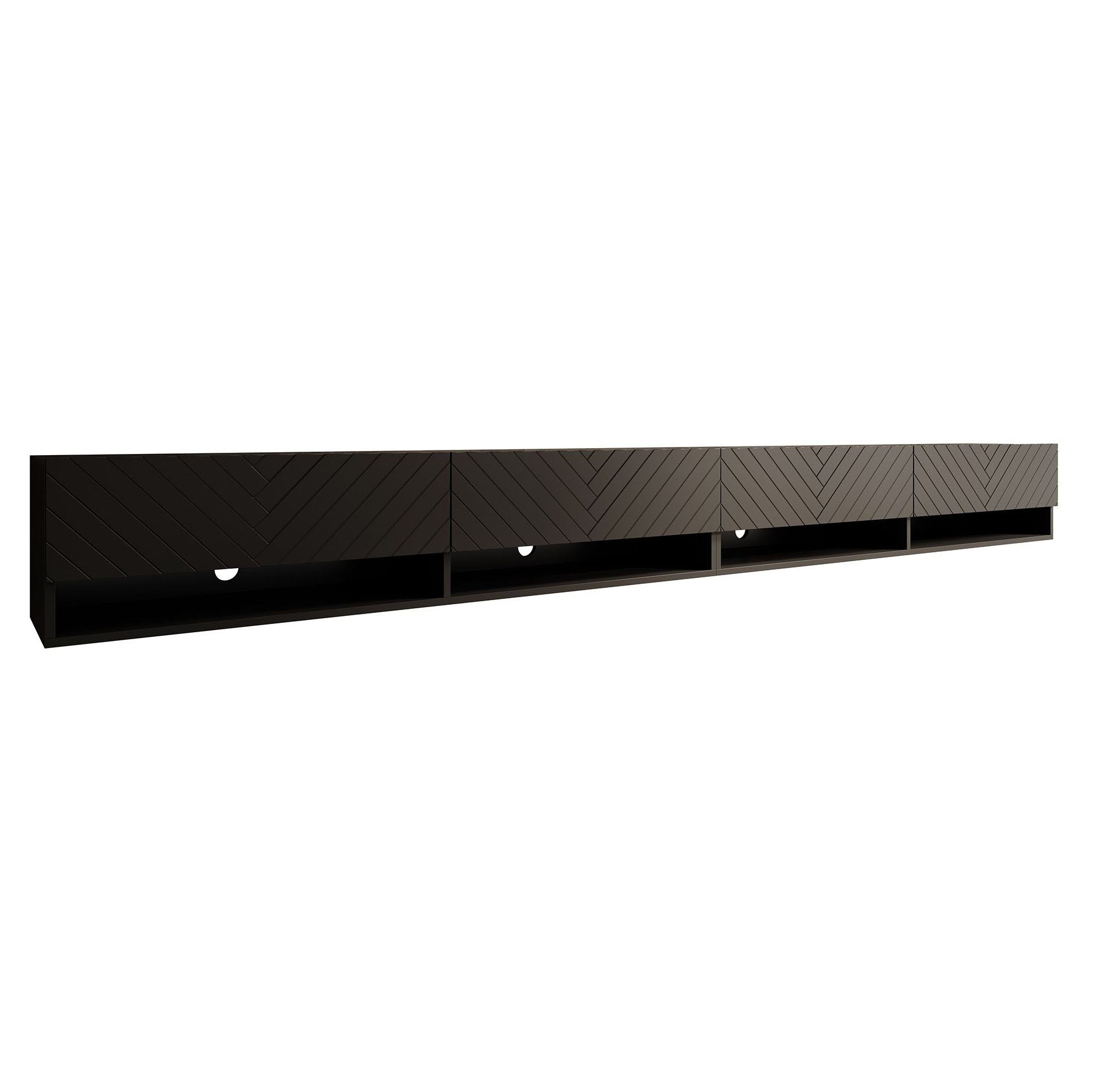 Asino - TV-Meubel  - Zwart Visgraat  - 280 cm