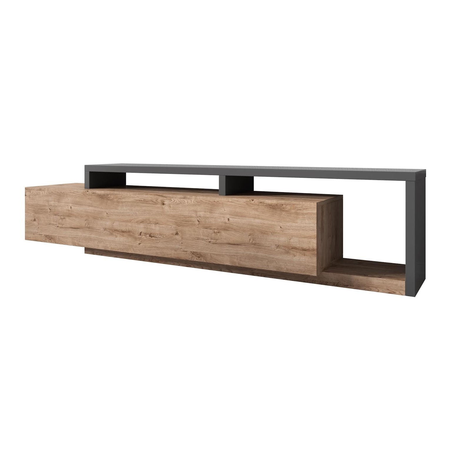 Bello - TV-Meubel met lade - Eiken/antraciet  - 219 cm