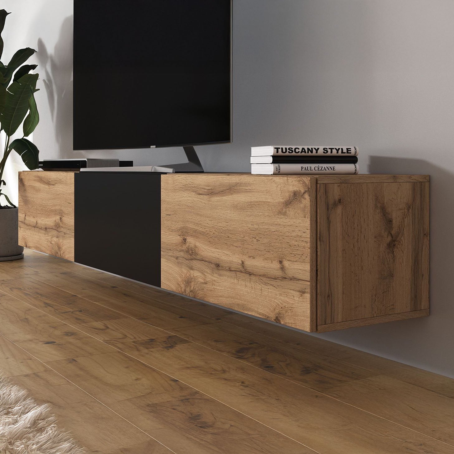 Bonzo - TV-Meubel - Eiken/zwart - 180 cm