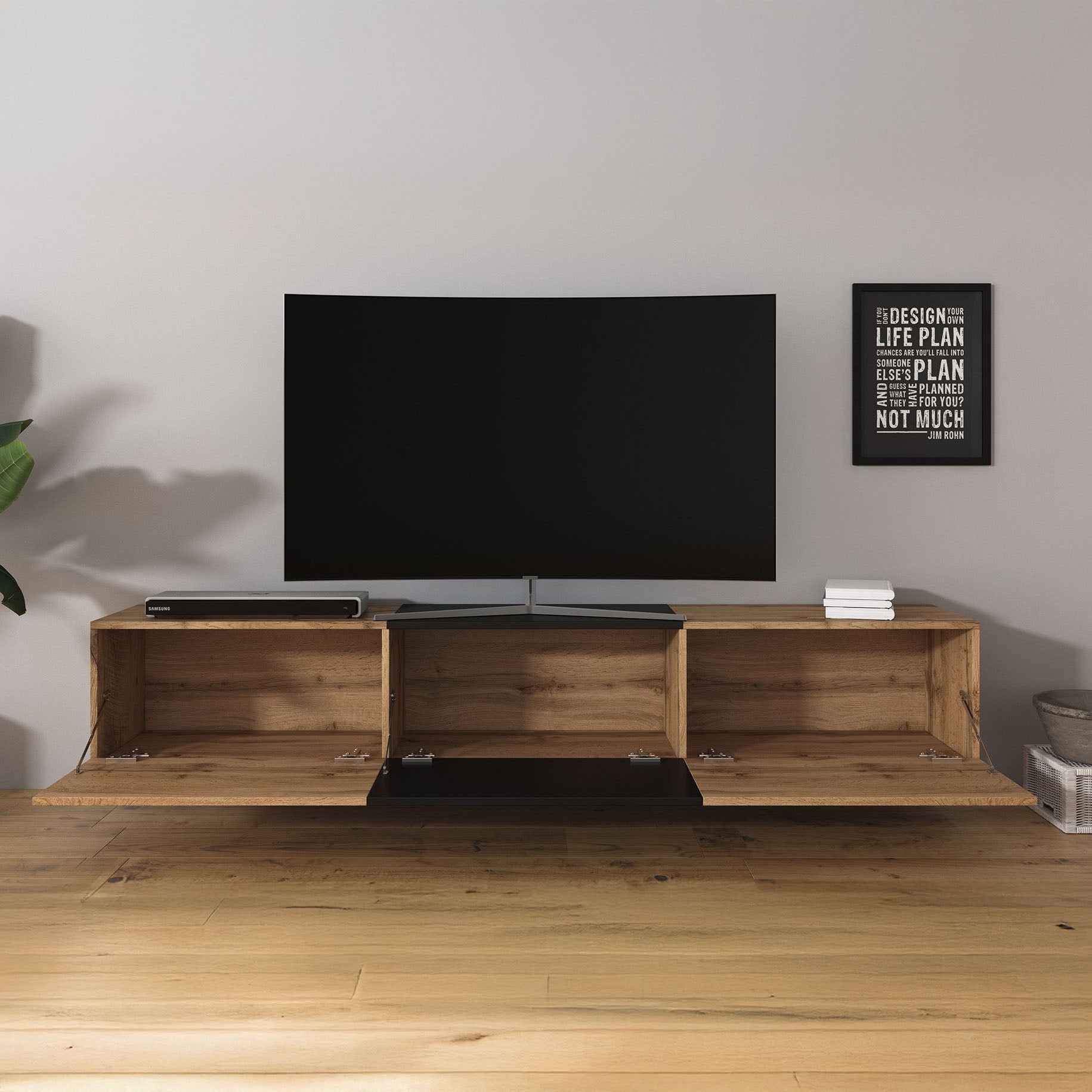 Bonzo - TV-Meubel - Eiken/zwart - 180 cm