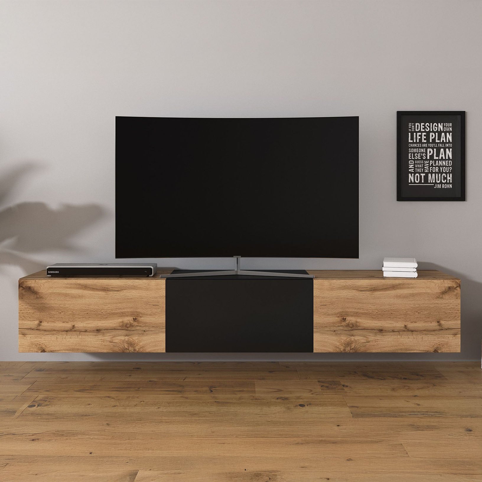 Bonzo - TV-Meubel - Eiken/zwart - 180 cm