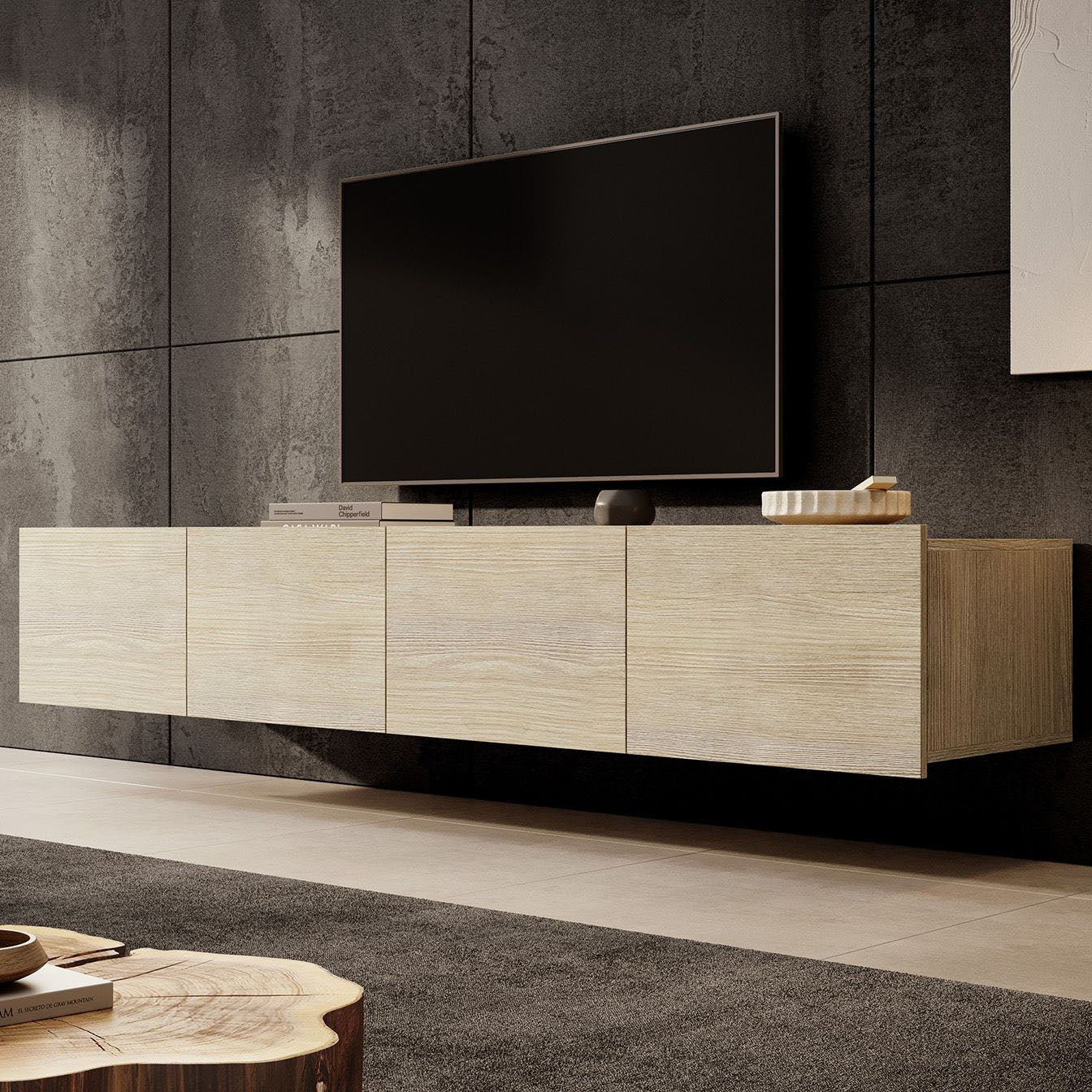 Calabas - TV-Meubel met 4 deuren - Eiken - 200 cm