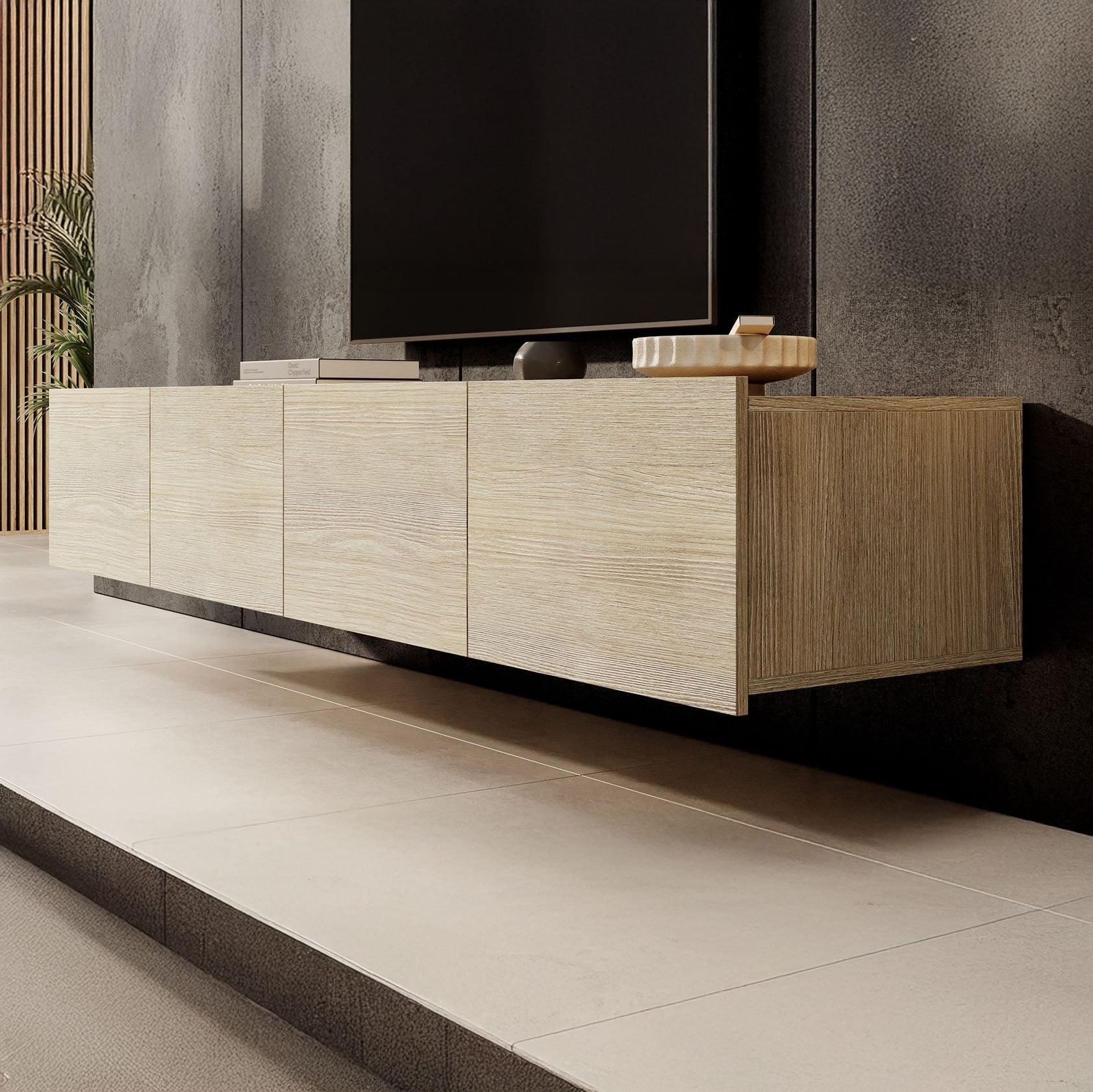 Calabas - TV-Meubel met 4 deuren - Eiken - 200 cm