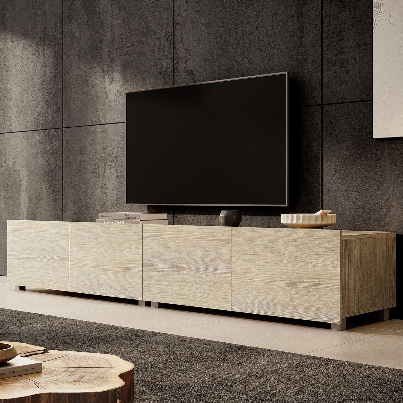 Calabas - TV-Meubel met 4 deuren - Eiken - 200 cm