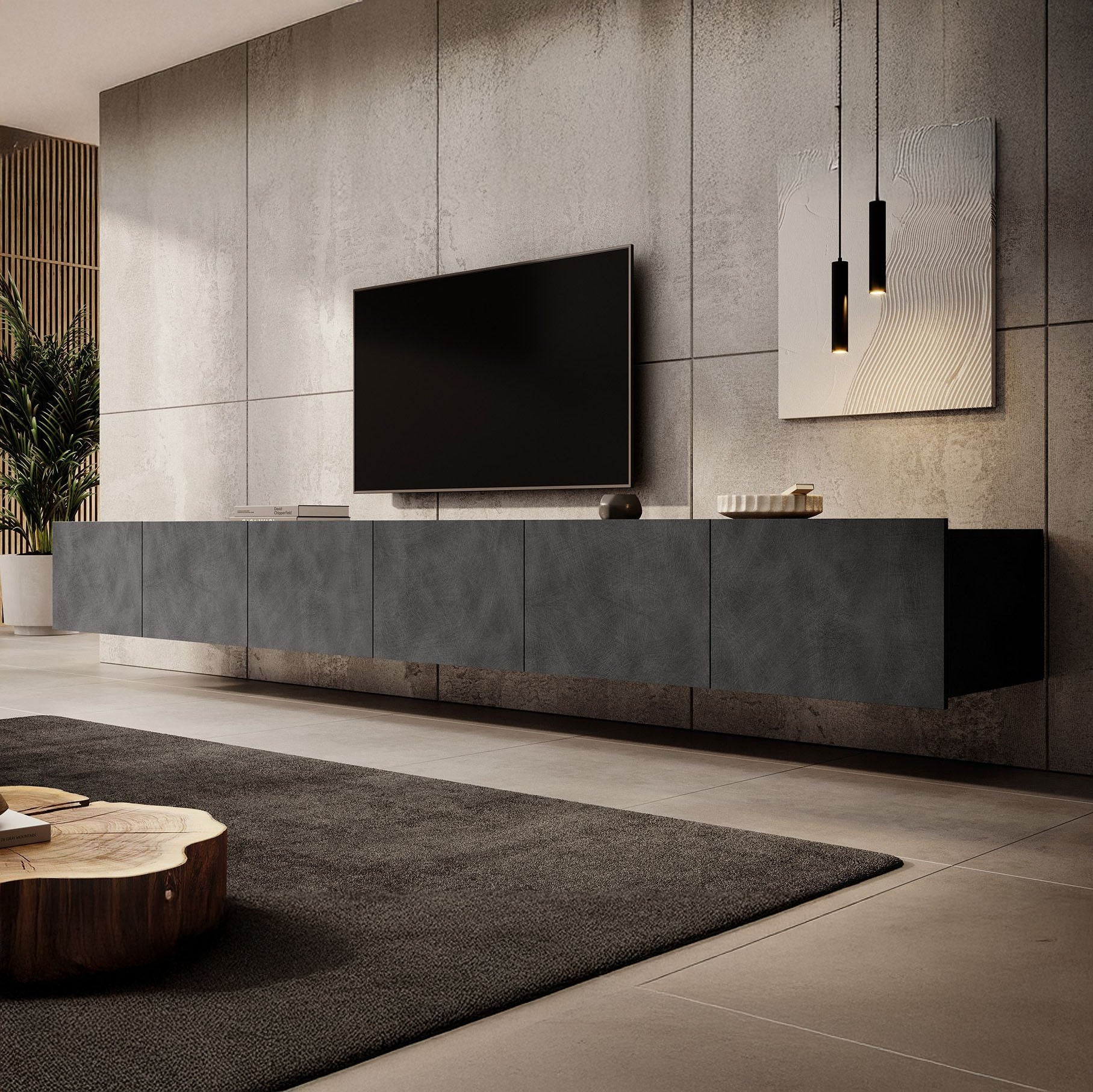 Calabas - TV-Meubel met 6 deuren - Grijs - 300 cm