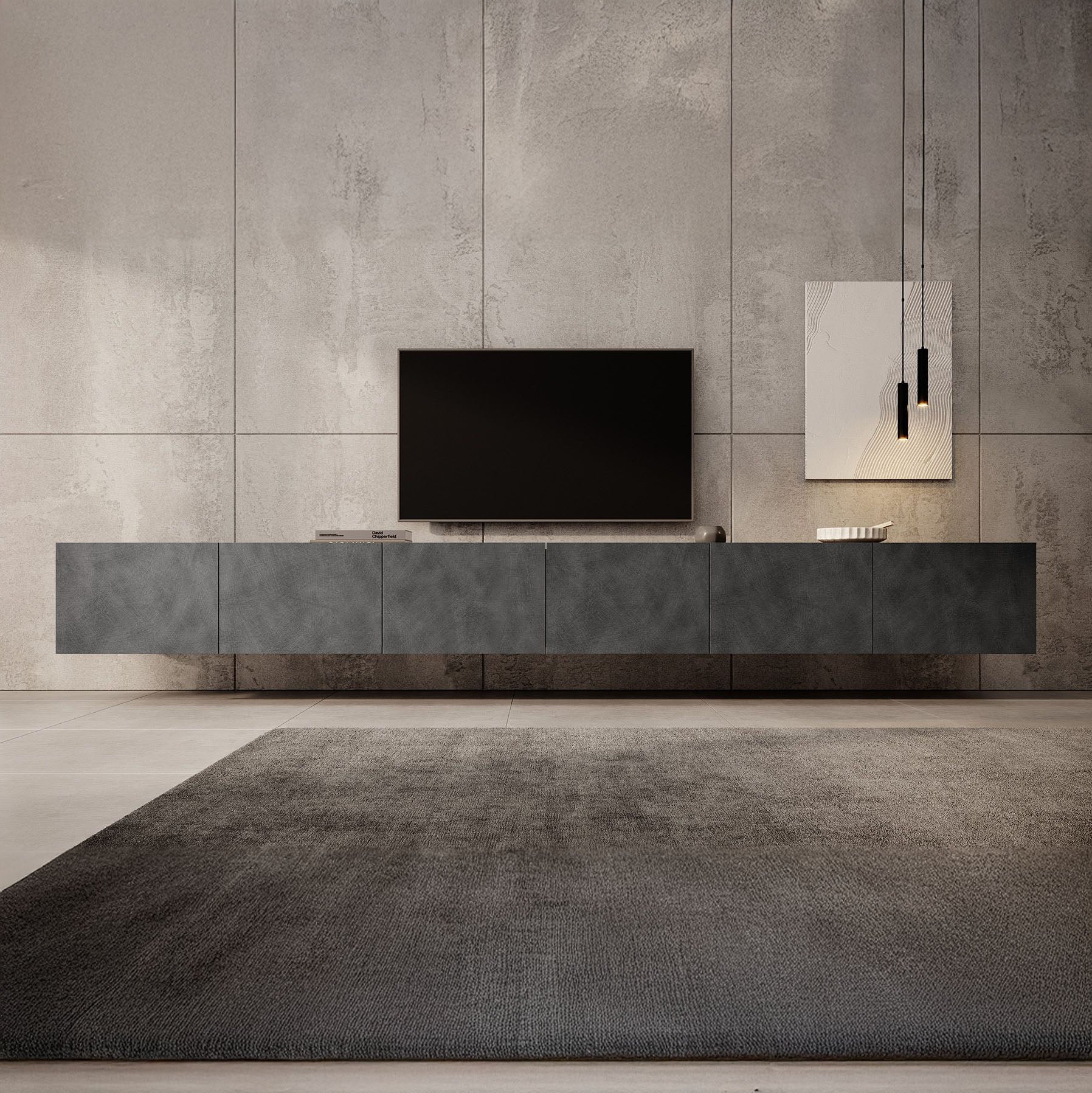 Calabas - TV-Meubel met 6 deuren - Grijs - 300 cm