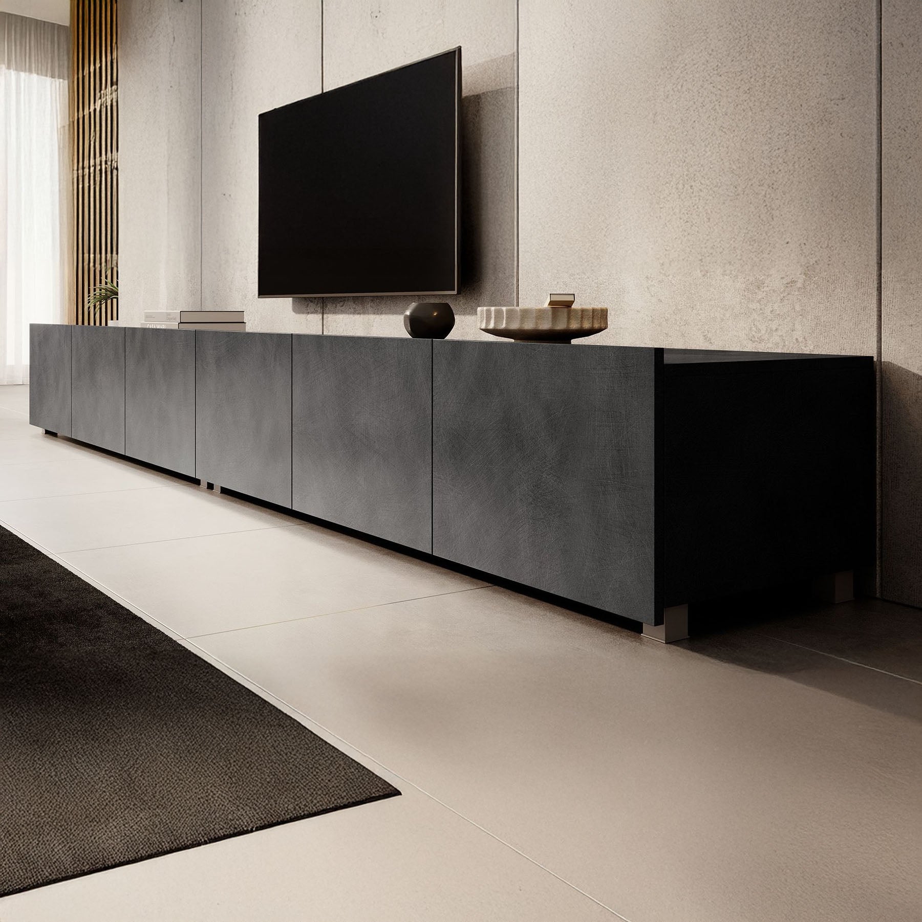 Calabas - TV-Meubel met 6 deuren - Grijs - 300 cm