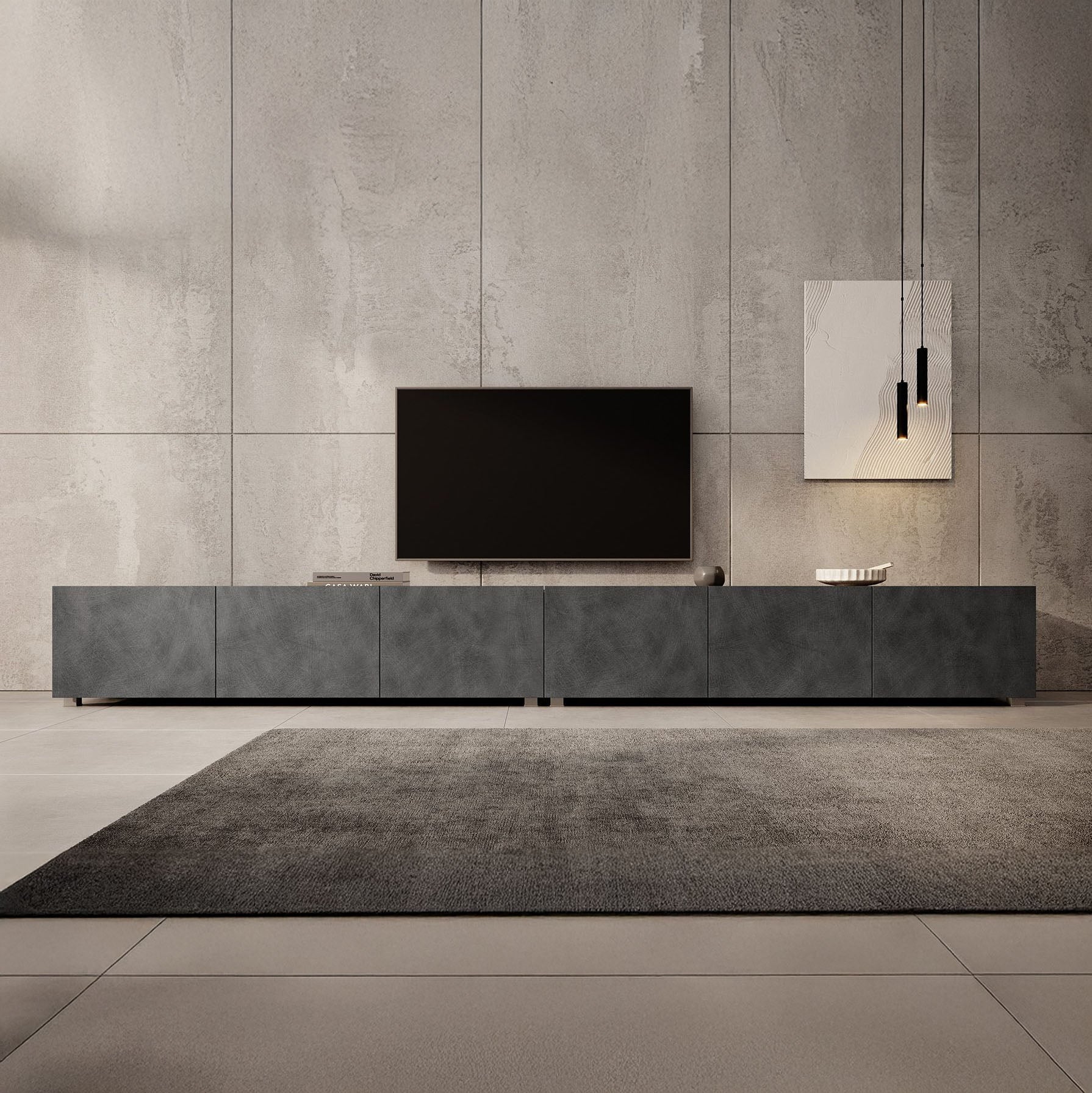 Calabas - TV-Meubel met 6 deuren - Grijs - 300 cm