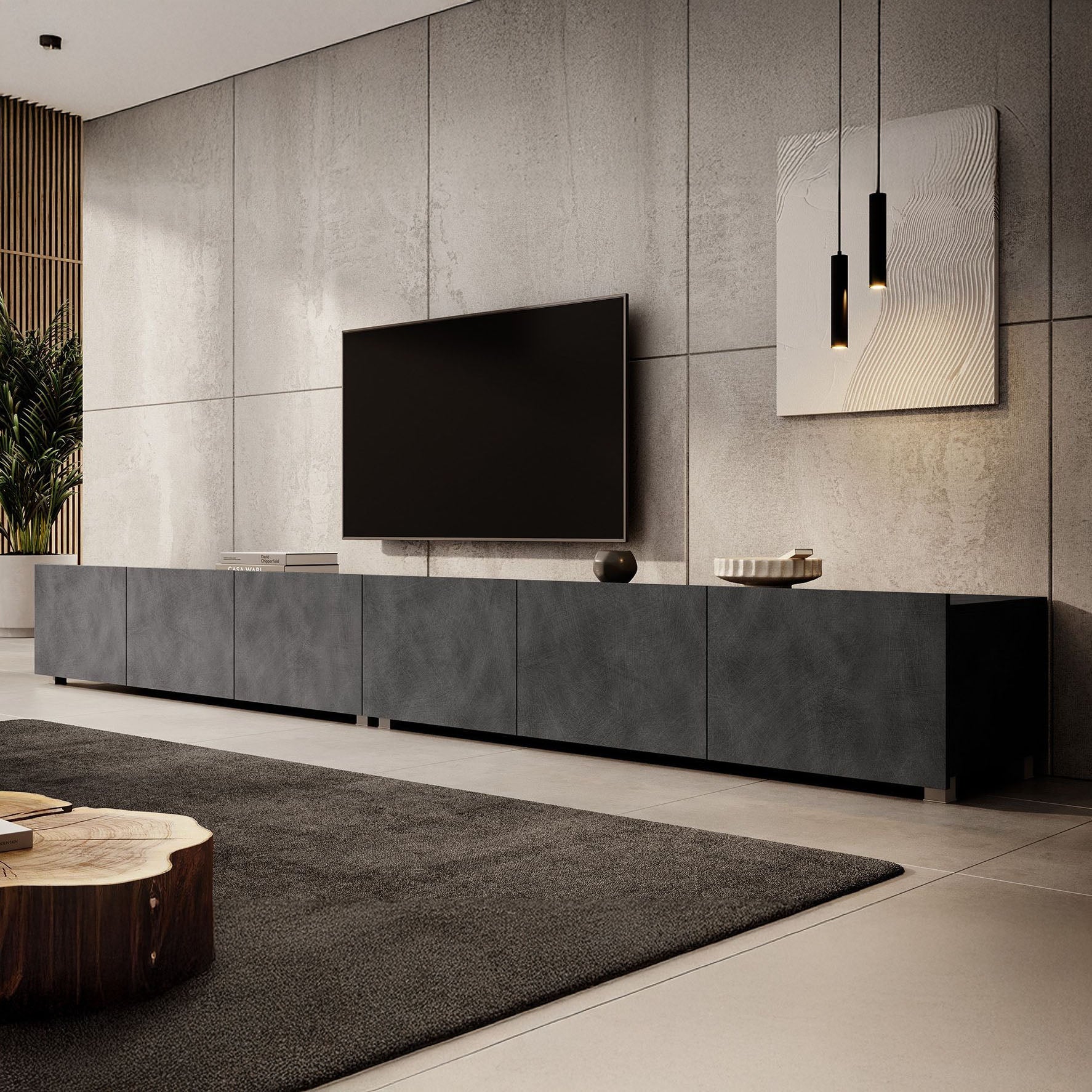 Calabas - TV-Meubel met 6 deuren - Grijs - 300 cm