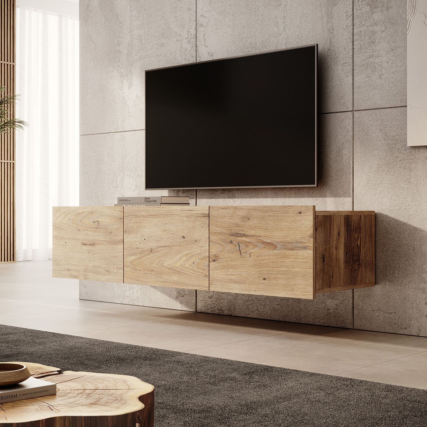 Calabas - TV-Meubel met 3 deuren - Kastanje - 150 cm