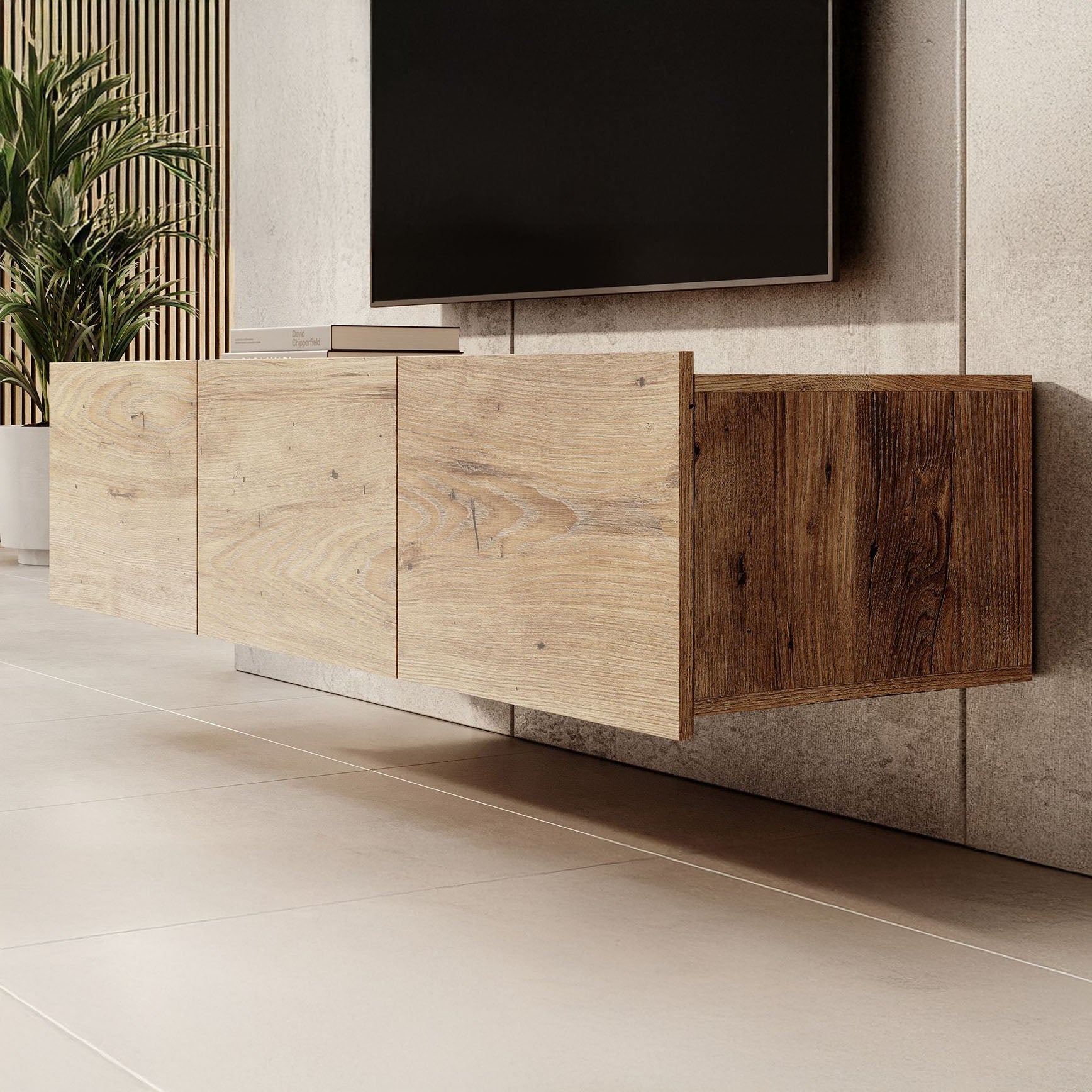 Calabas - TV-Meubel met 3 deuren - Kastanje - 150 cm