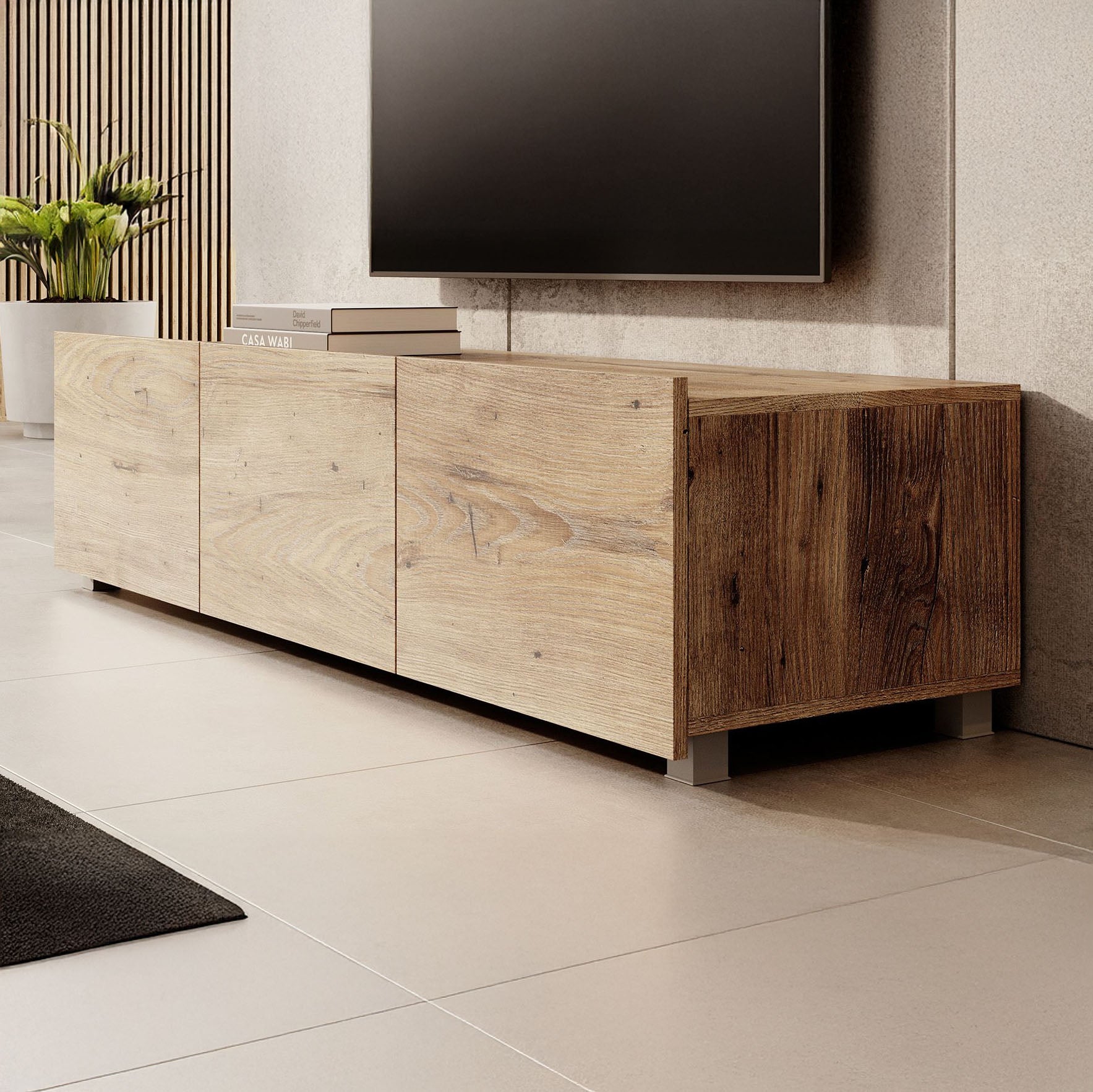 Calabas - TV-Meubel met 3 deuren - Kastanje - 150 cm