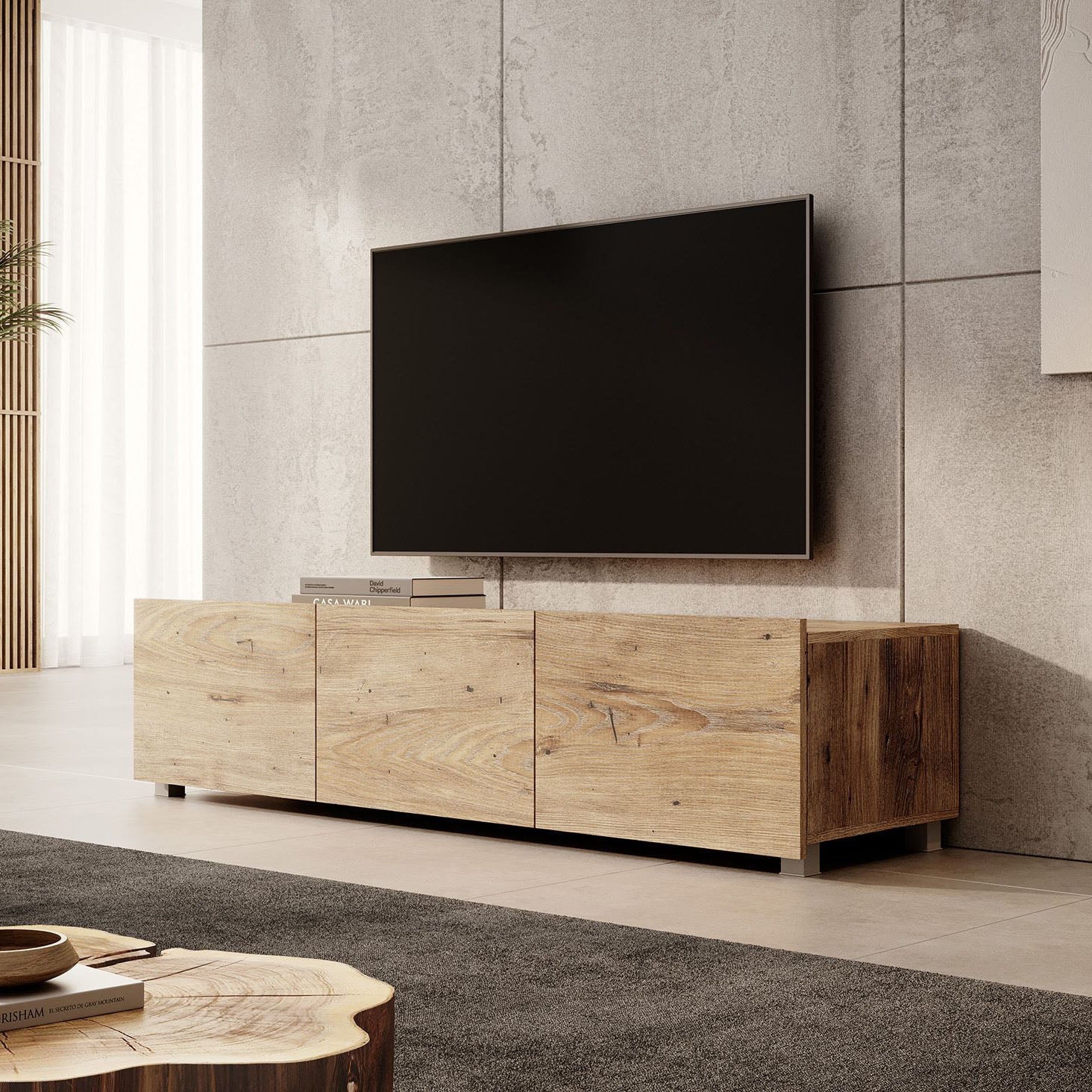 Calabas - TV-Meubel met 3 deuren - Kastanje - 150 cm