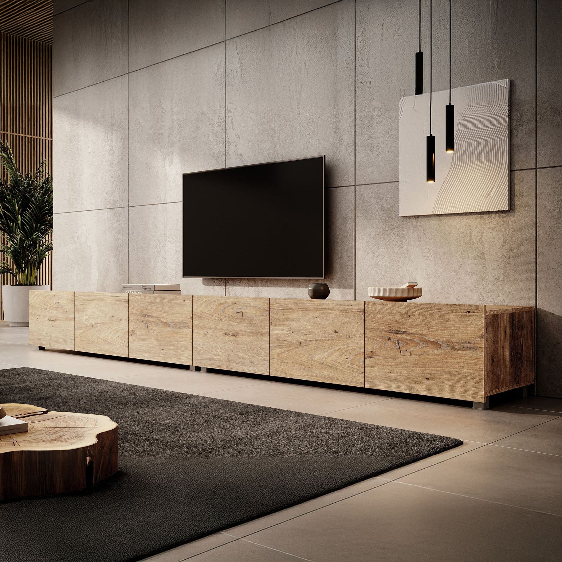 Calabas - TV-Meubel met 6 deuren - Kastanje - 300 cm